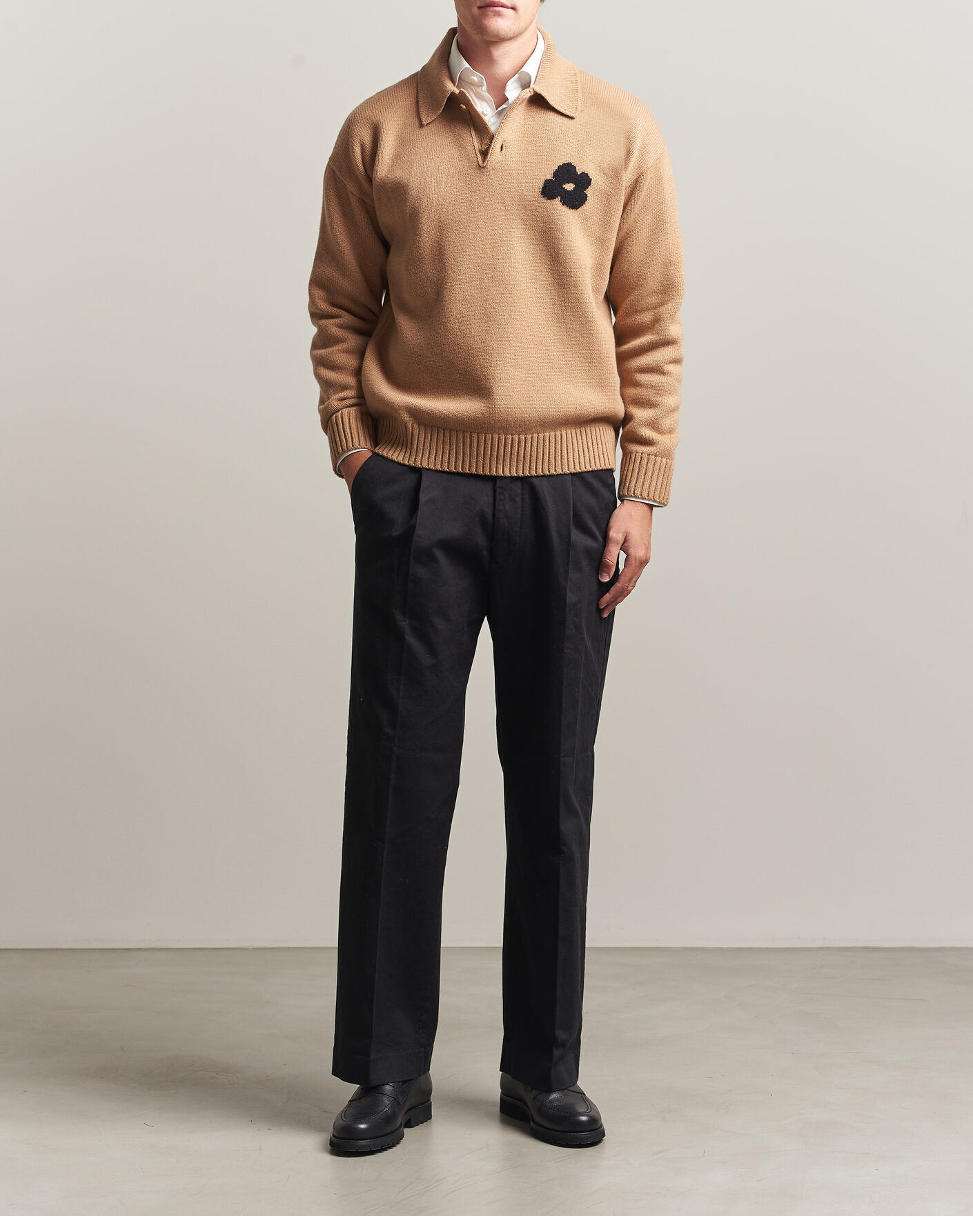 Mies | Puserot | Lardini | Knitted Wool/Cashmere Polo Brown