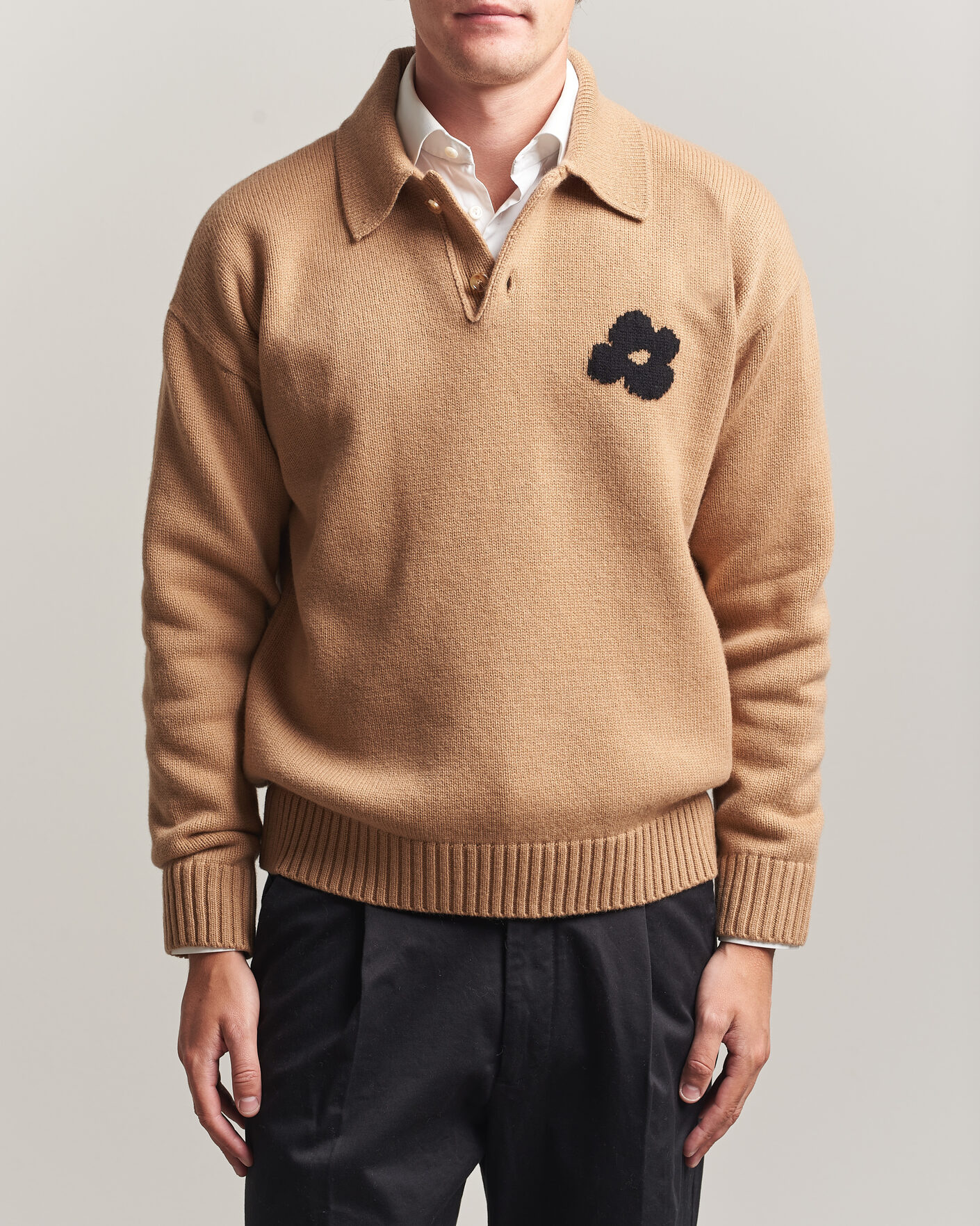 Mies | Puserot | Lardini | Knitted Wool/Cashmere Polo Brown