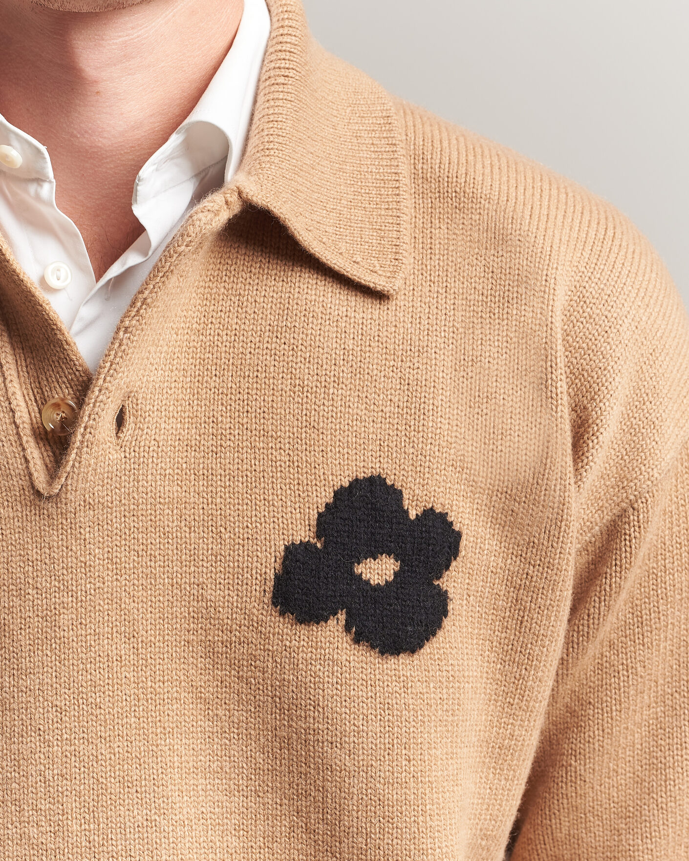 Mies | Puserot | Lardini | Knitted Wool/Cashmere Polo Brown