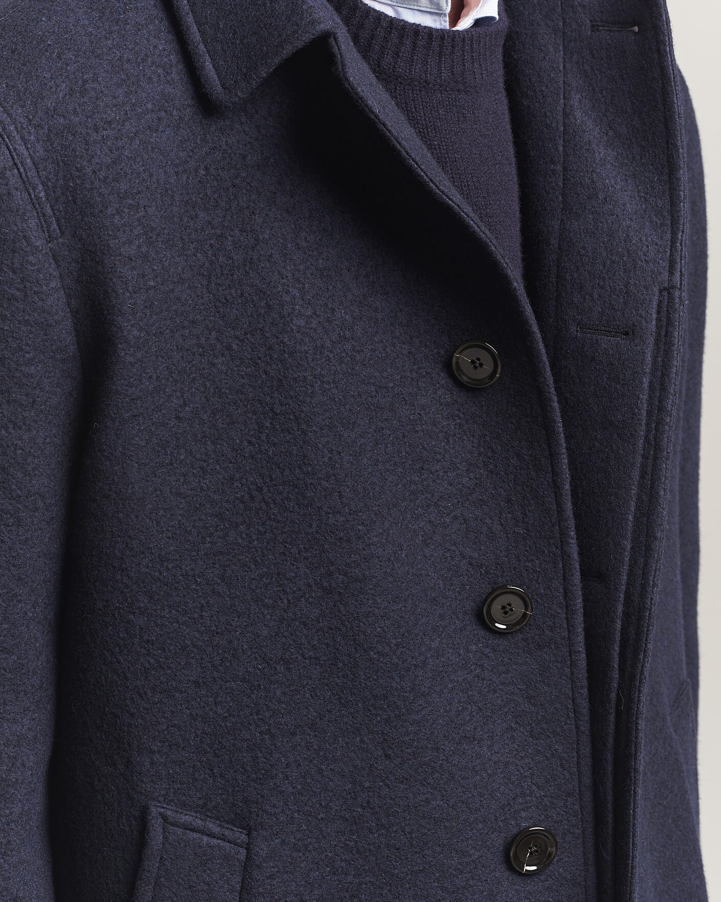 Mies | Takit | Lardini | Wool/Cashmere Boucle Car Coat Navy