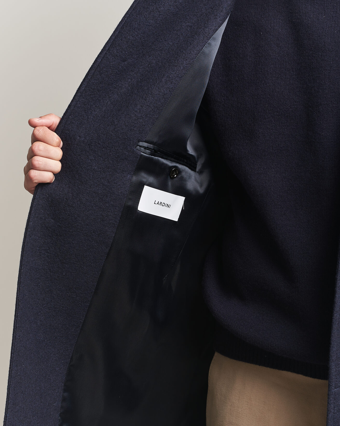 Mies | Takit | Lardini | Wool/Cashmere Boucle Car Coat Navy