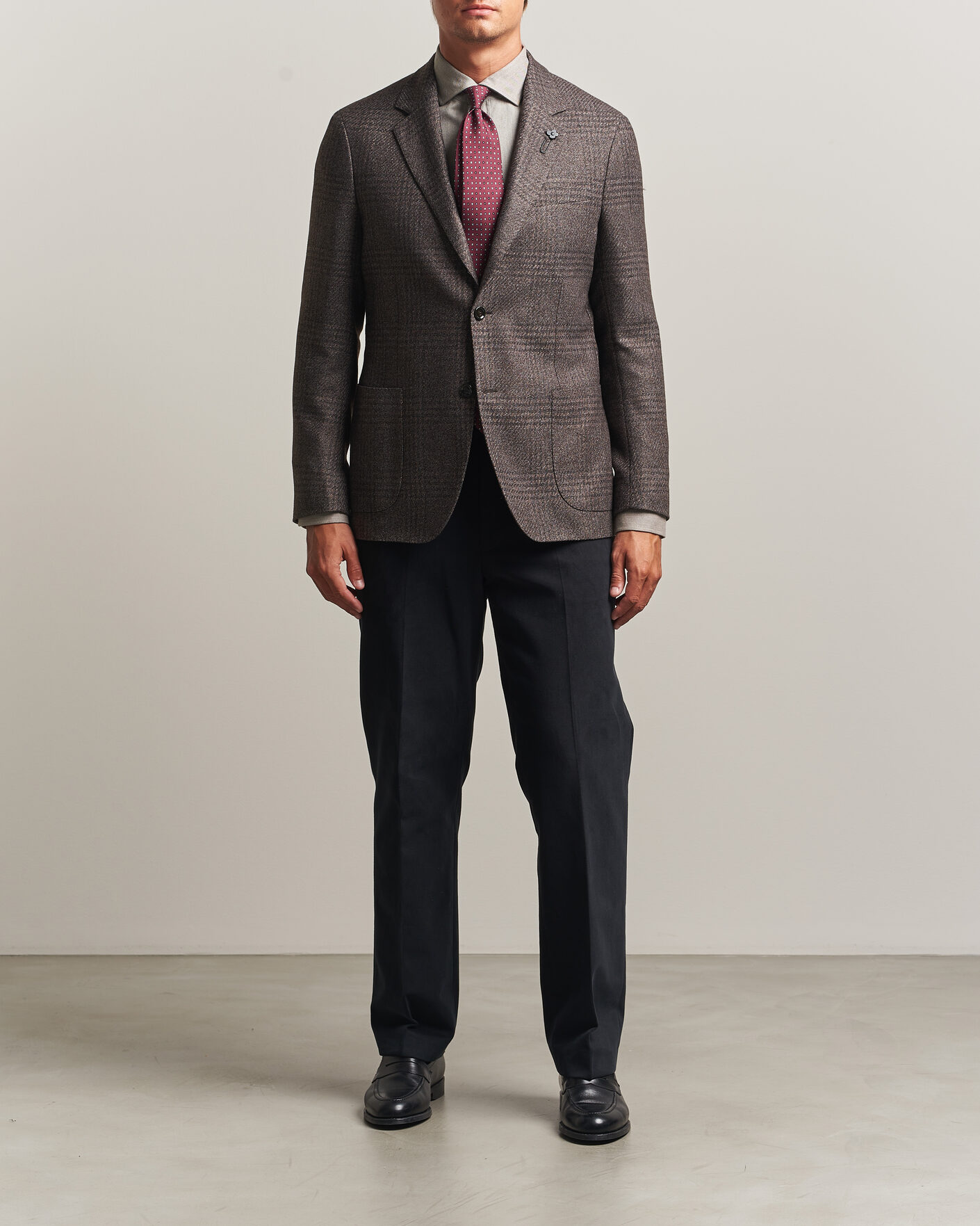 Mies | Pikkutakit | Lardini | Wool Structure Checked Blazer Brown