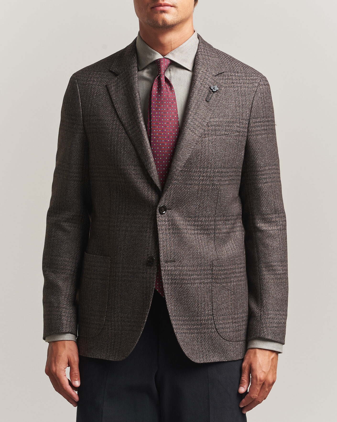 Mies | Pikkutakit | Lardini | Wool Structure Checked Blazer Brown