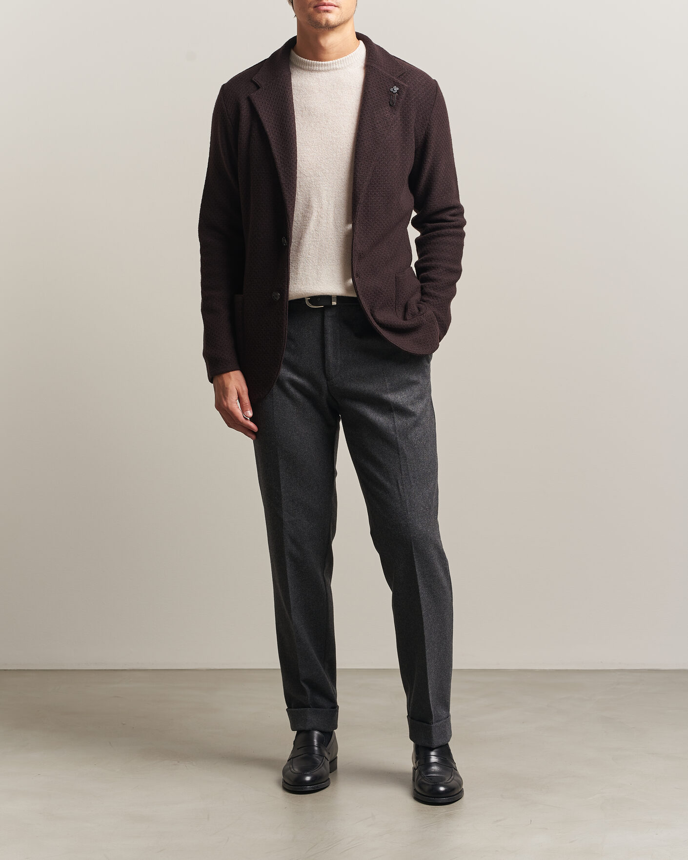 Mies | Pikkutakit | Lardini | Knitted Structure Wool/Cashmere Blazer Brown