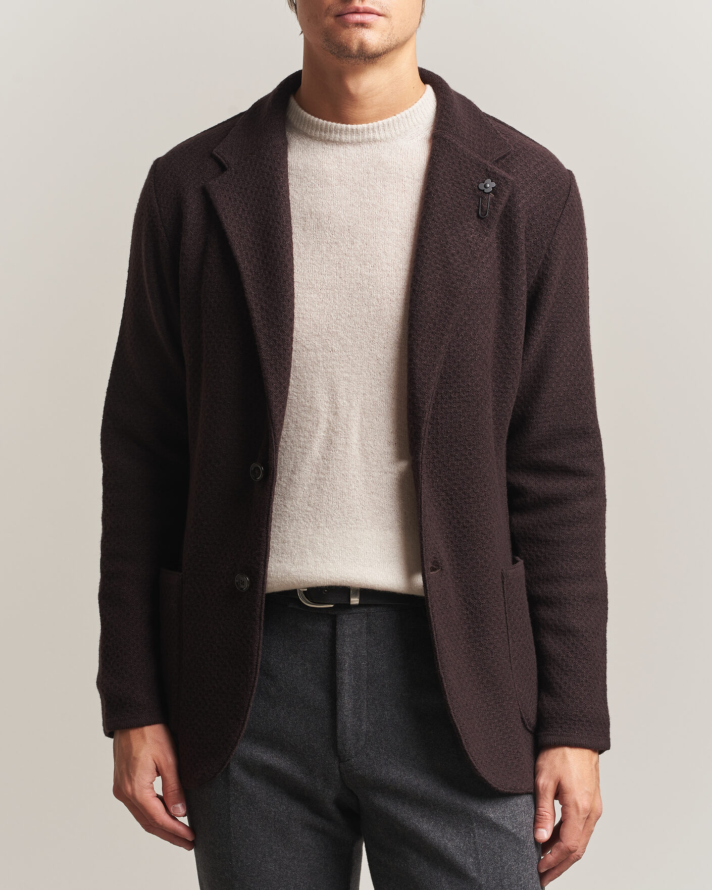 Mies | Pikkutakit | Lardini | Knitted Structure Wool/Cashmere Blazer Brown