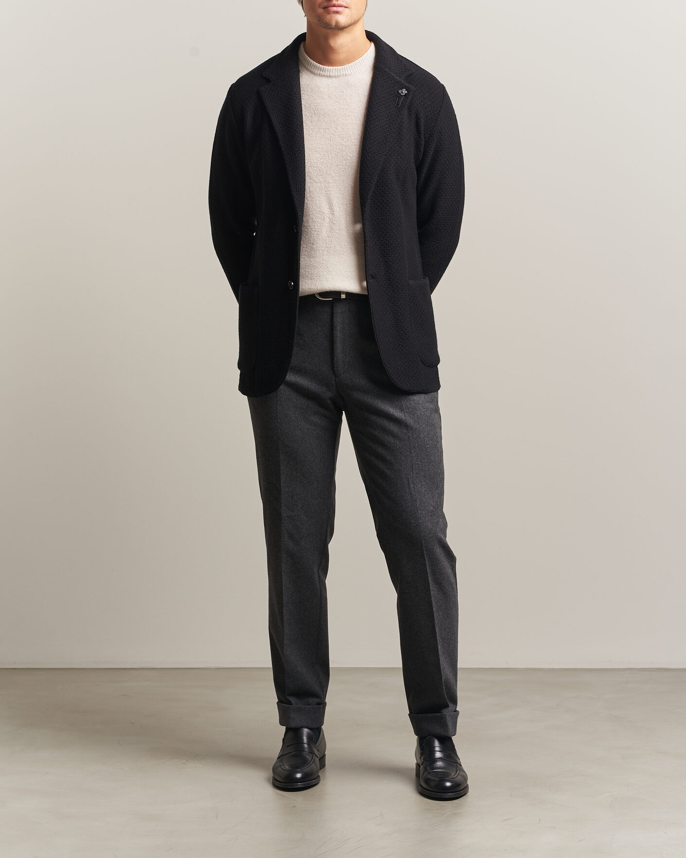 Mies | Pikkutakit | Lardini | Knitted Structure Wool/Cashmere Blazer Black