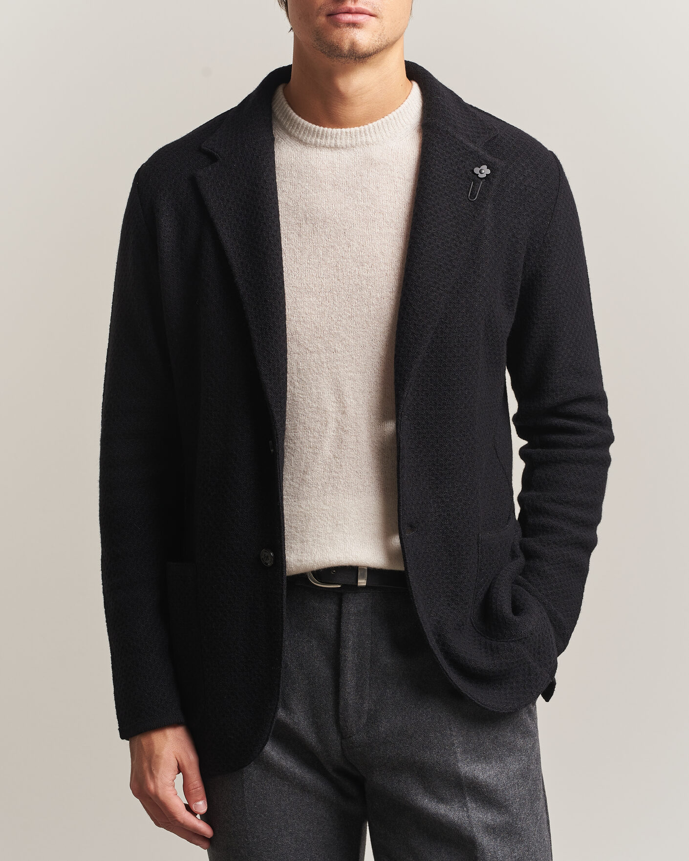 Mies | Pikkutakit | Lardini | Knitted Structure Wool/Cashmere Blazer Black
