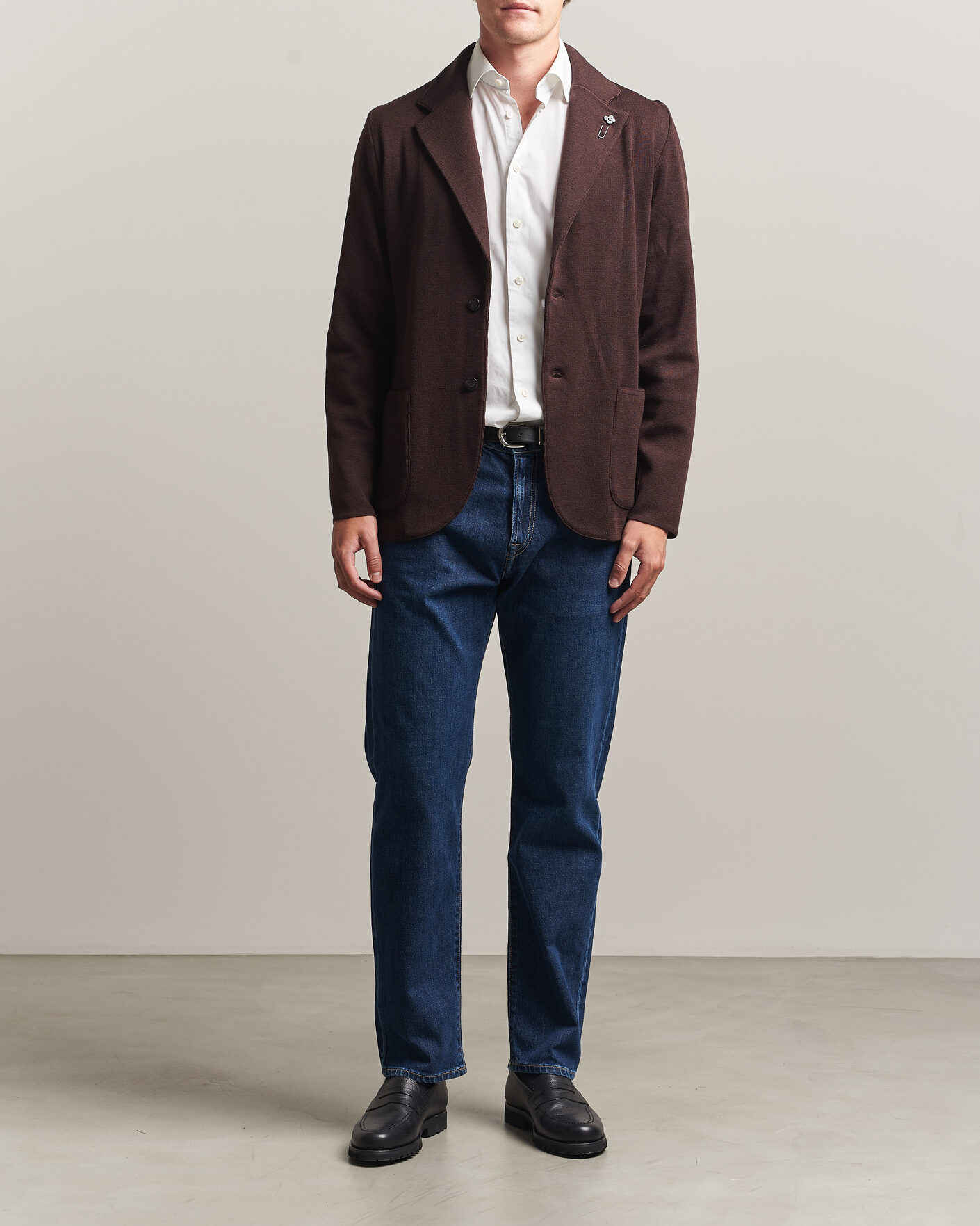 Mies | Pikkutakit | Lardini | Knitted Wool Blazer Brown