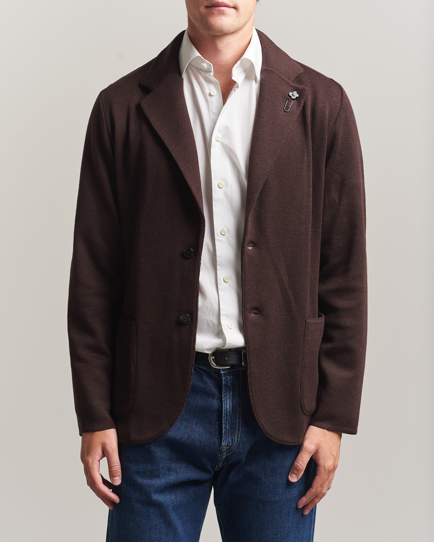 Mies | Pikkutakit | Lardini | Knitted Wool Blazer Brown