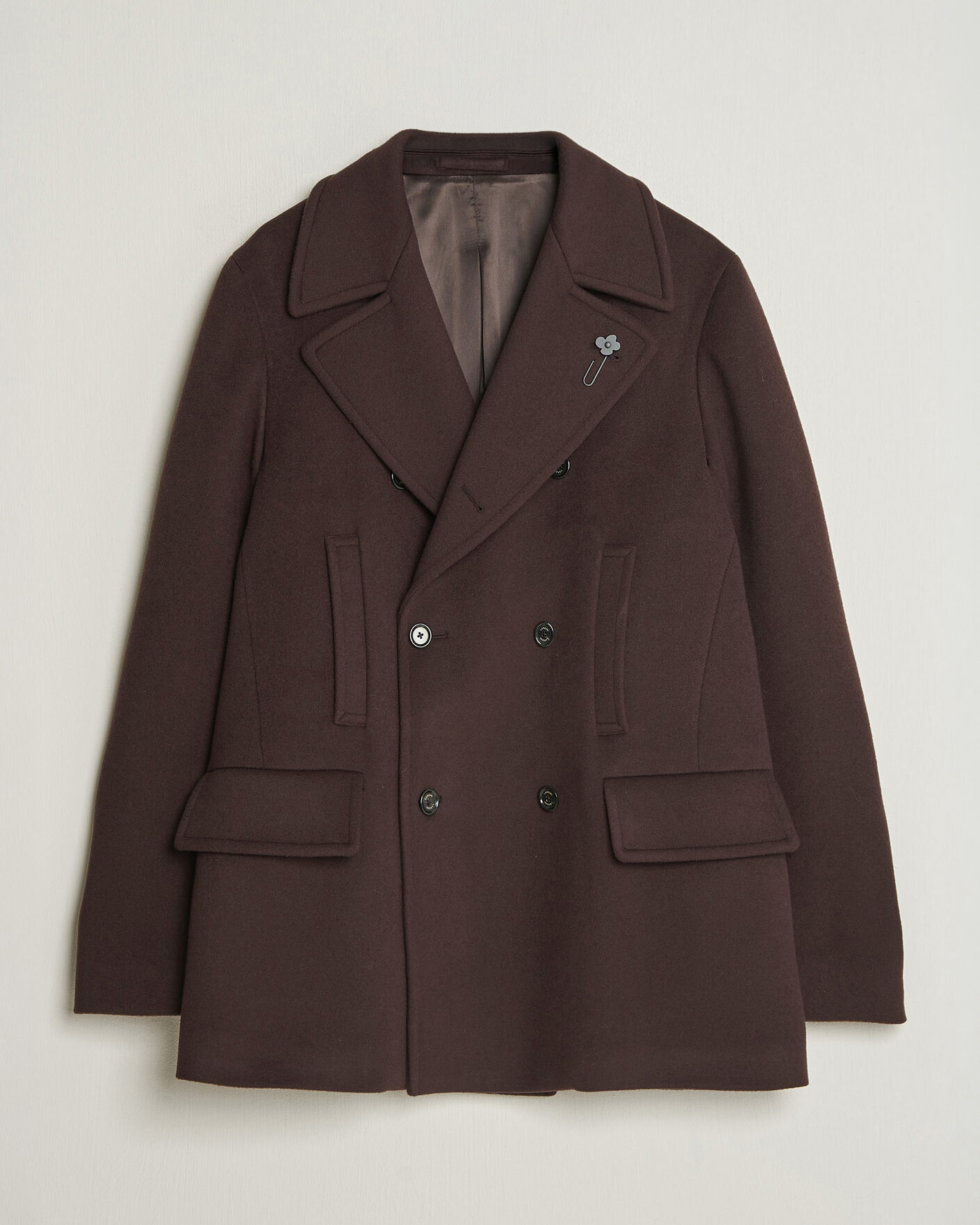 Mies | Takit | Lardini | Wool Peacoat Brown