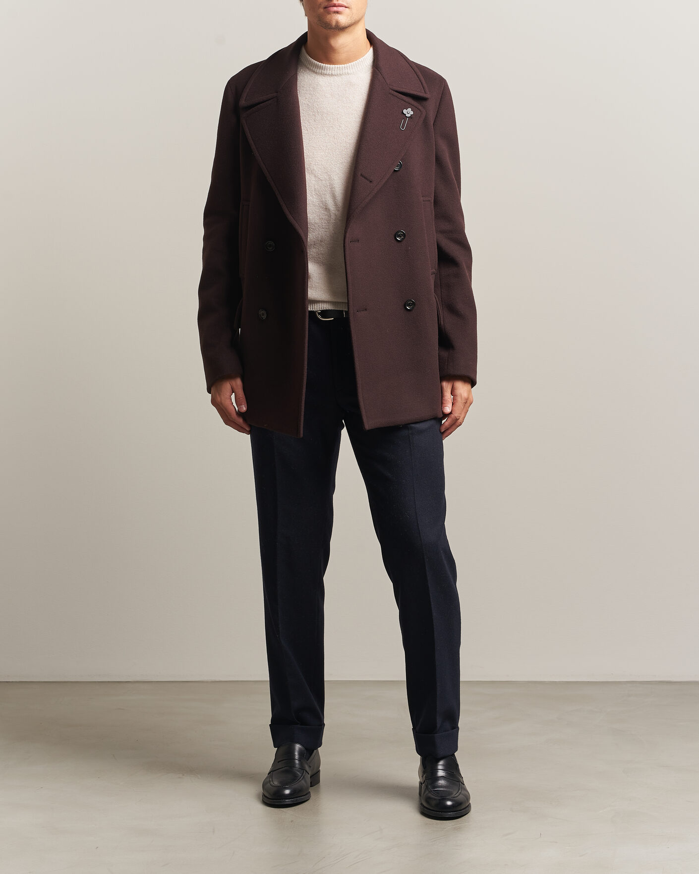 Mies | Takit | Lardini | Wool Peacoat Brown