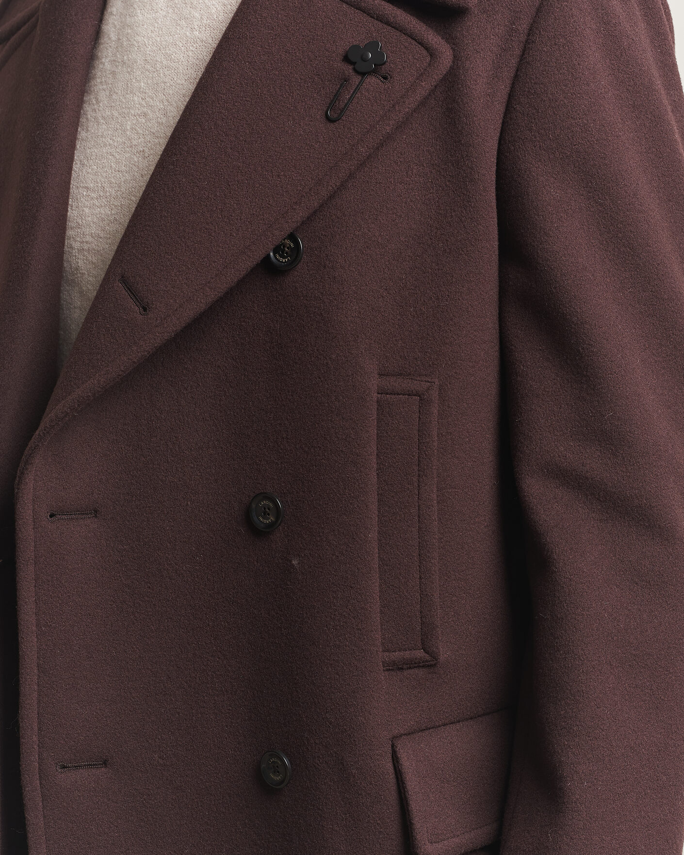 Mies | Takit | Lardini | Wool Peacoat Brown