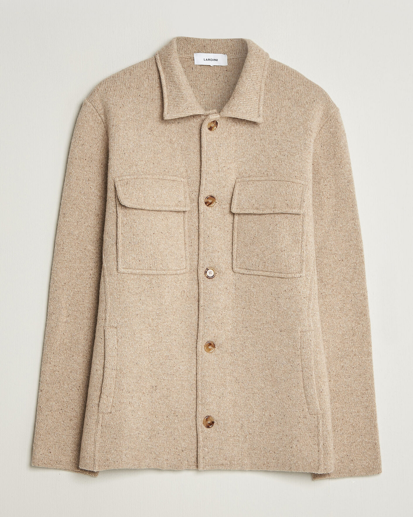 Mies | Puserot | Lardini | Knitted Shirt Jacket Beige
