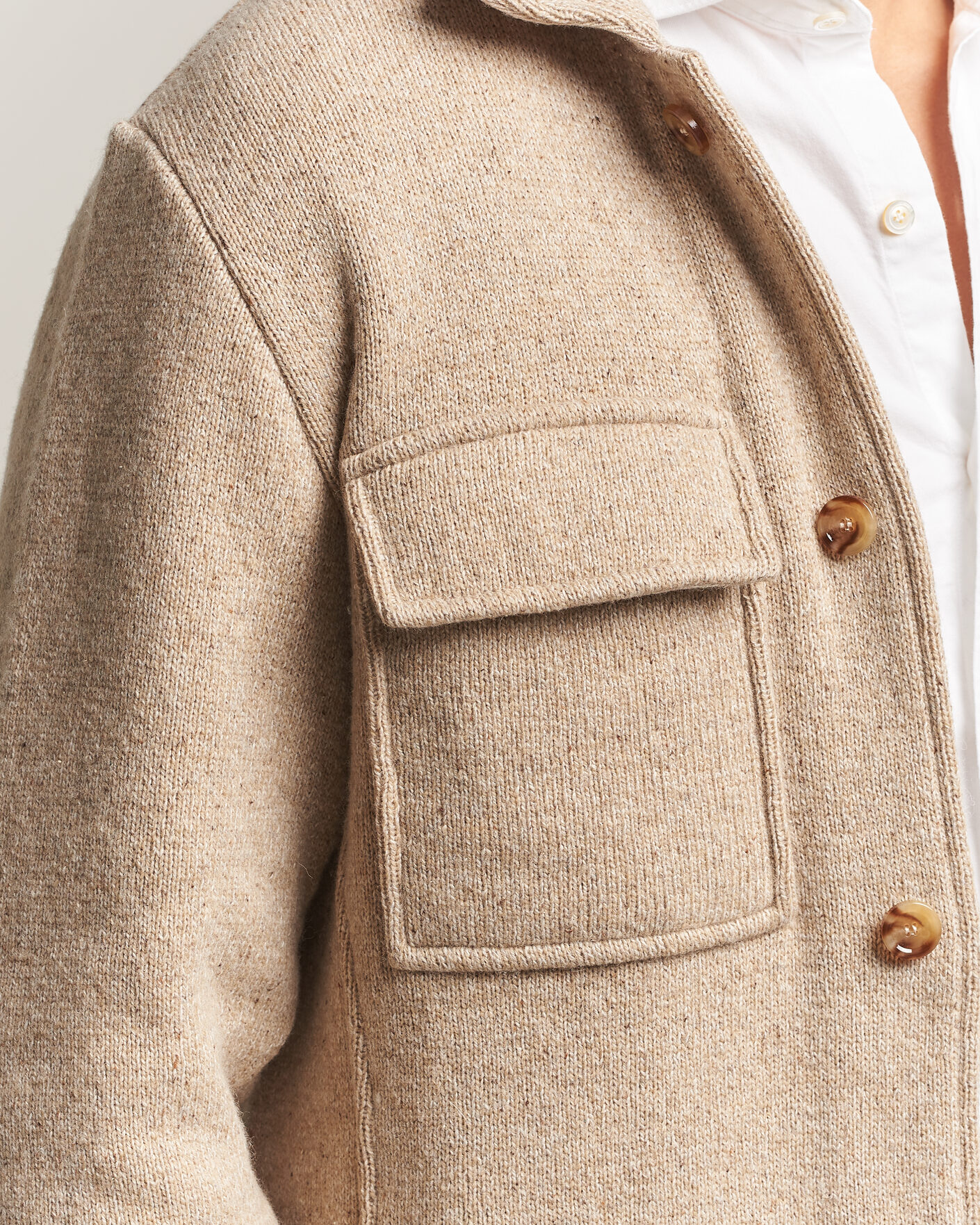 Mies | Puserot | Lardini | Knitted Shirt Jacket Beige