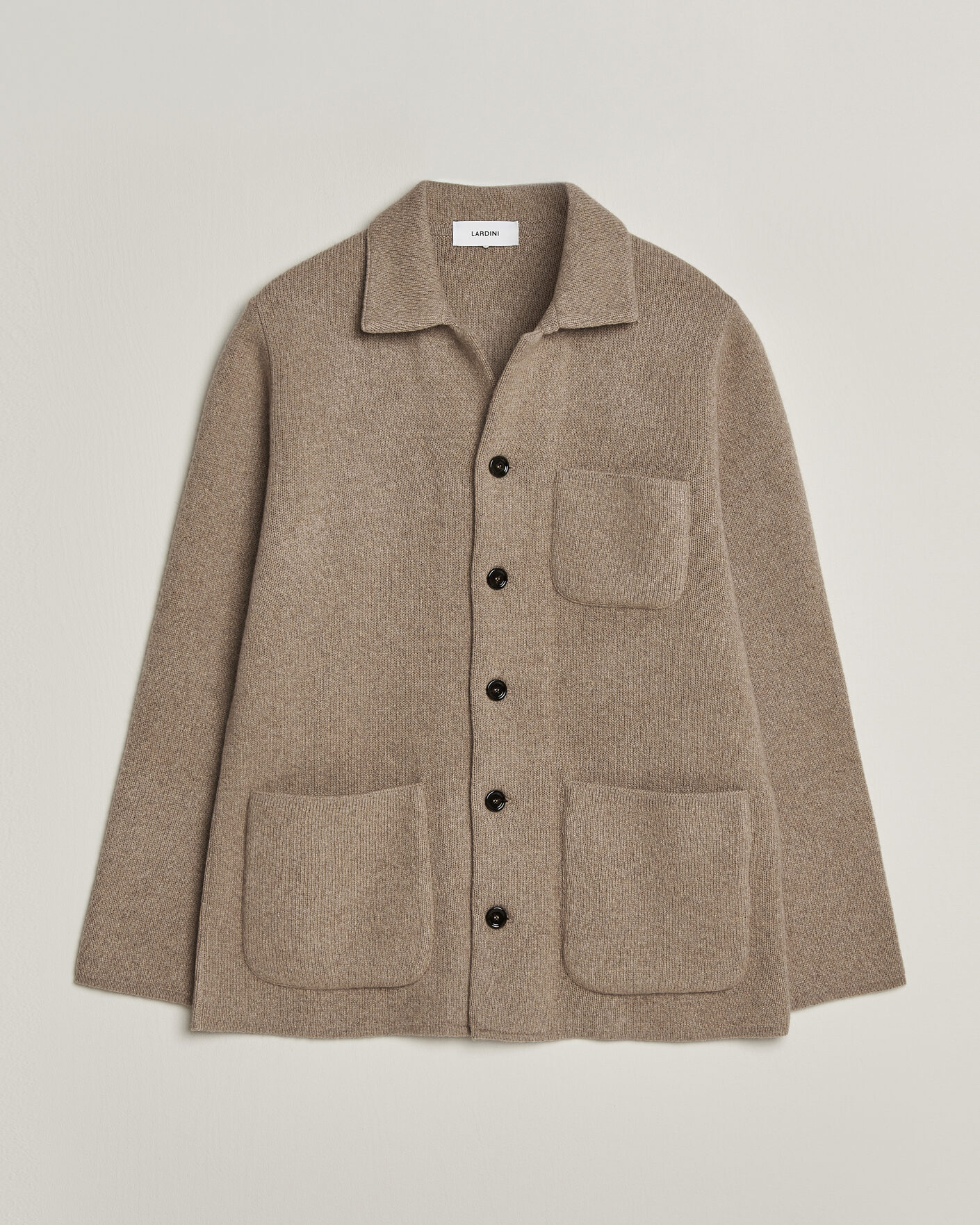 Mies | Puserot | Lardini | Knitted Cashmere Overshirt Light Brown