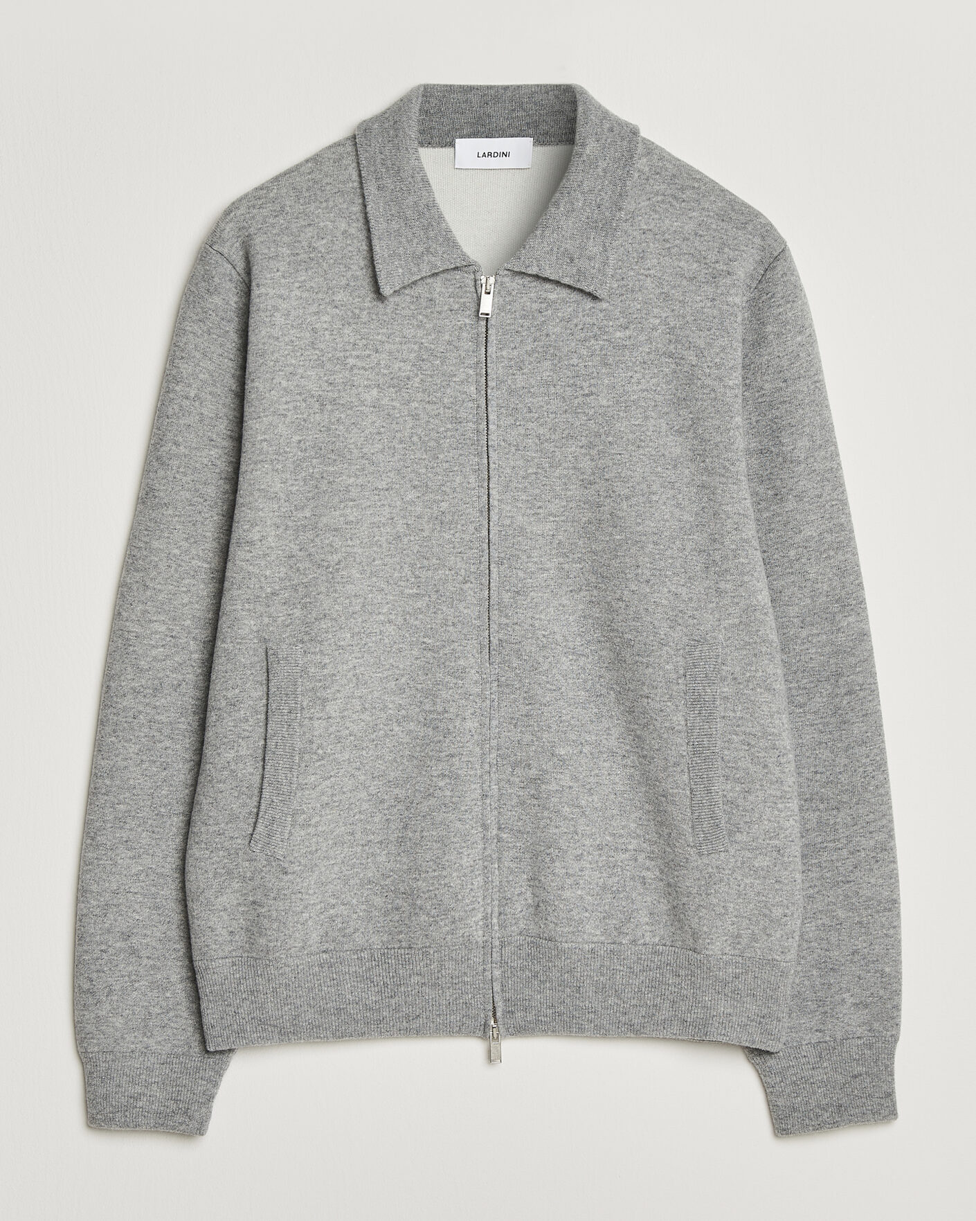 Mies | Takit | Lardini | Knitted Wool Bomber Jacket Grey