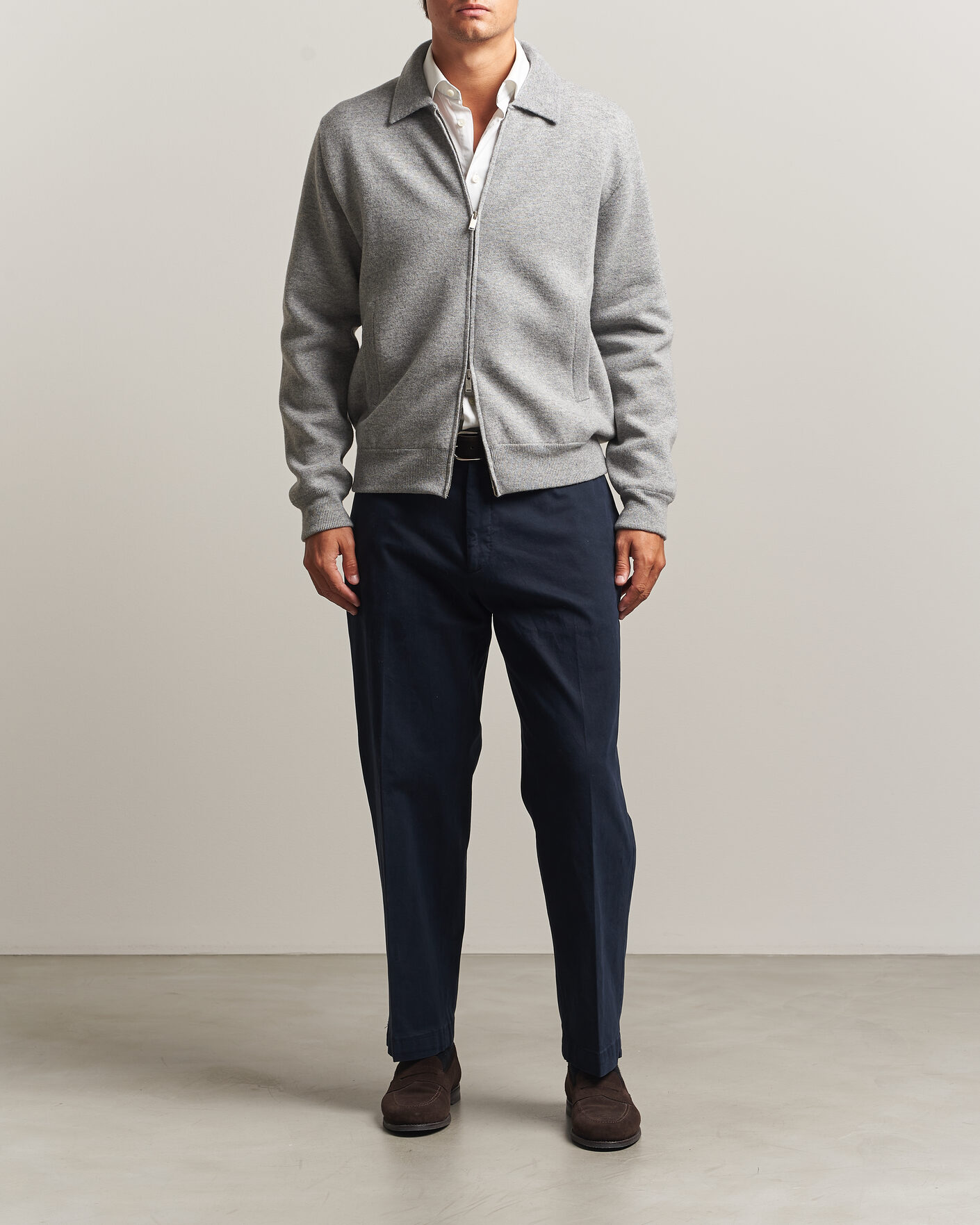 Mies | Takit | Lardini | Knitted Wool Bomber Jacket Grey