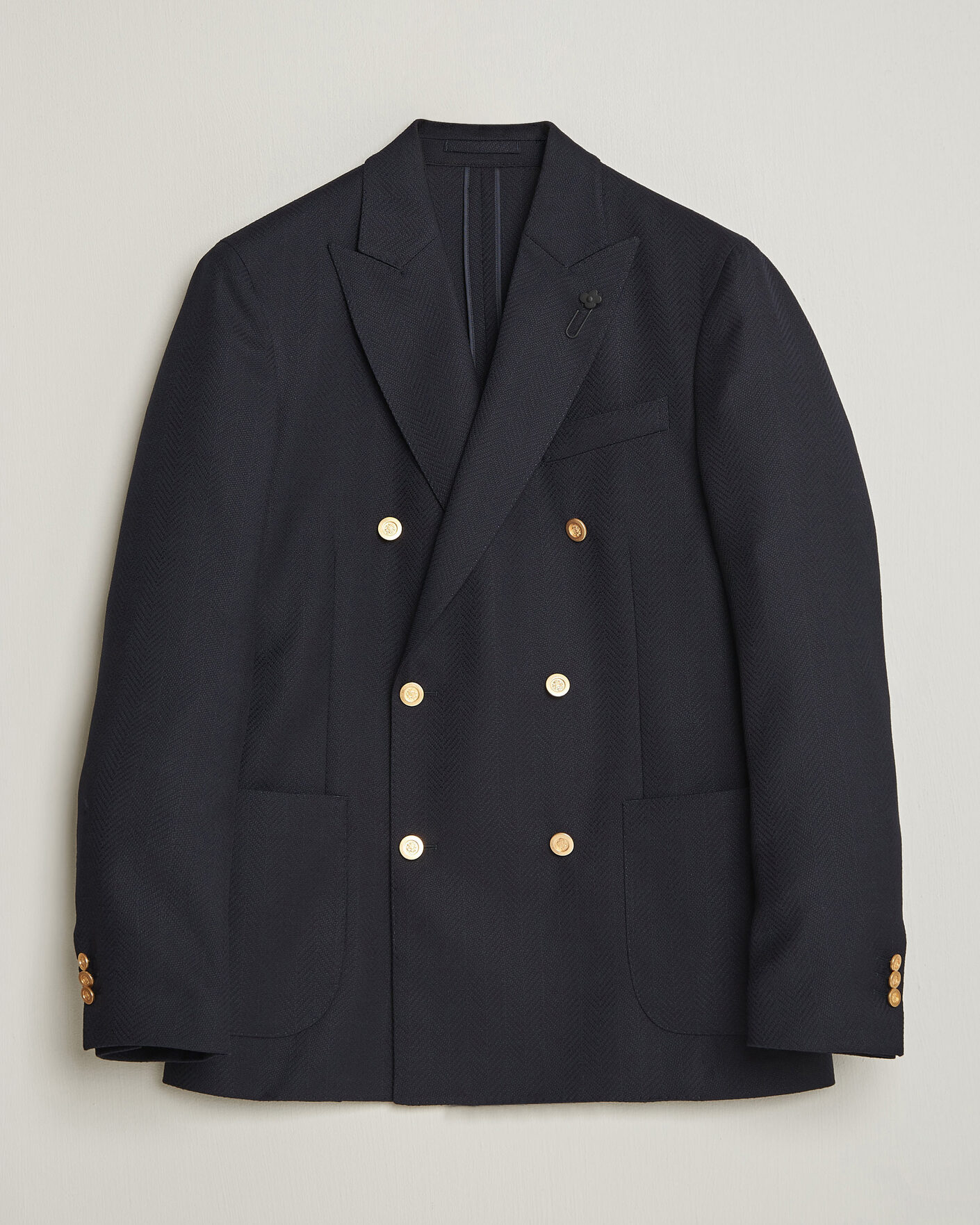 Mies | Pikkutakit | Lardini | Double Breasted Herringbone Wool Blazer Navy