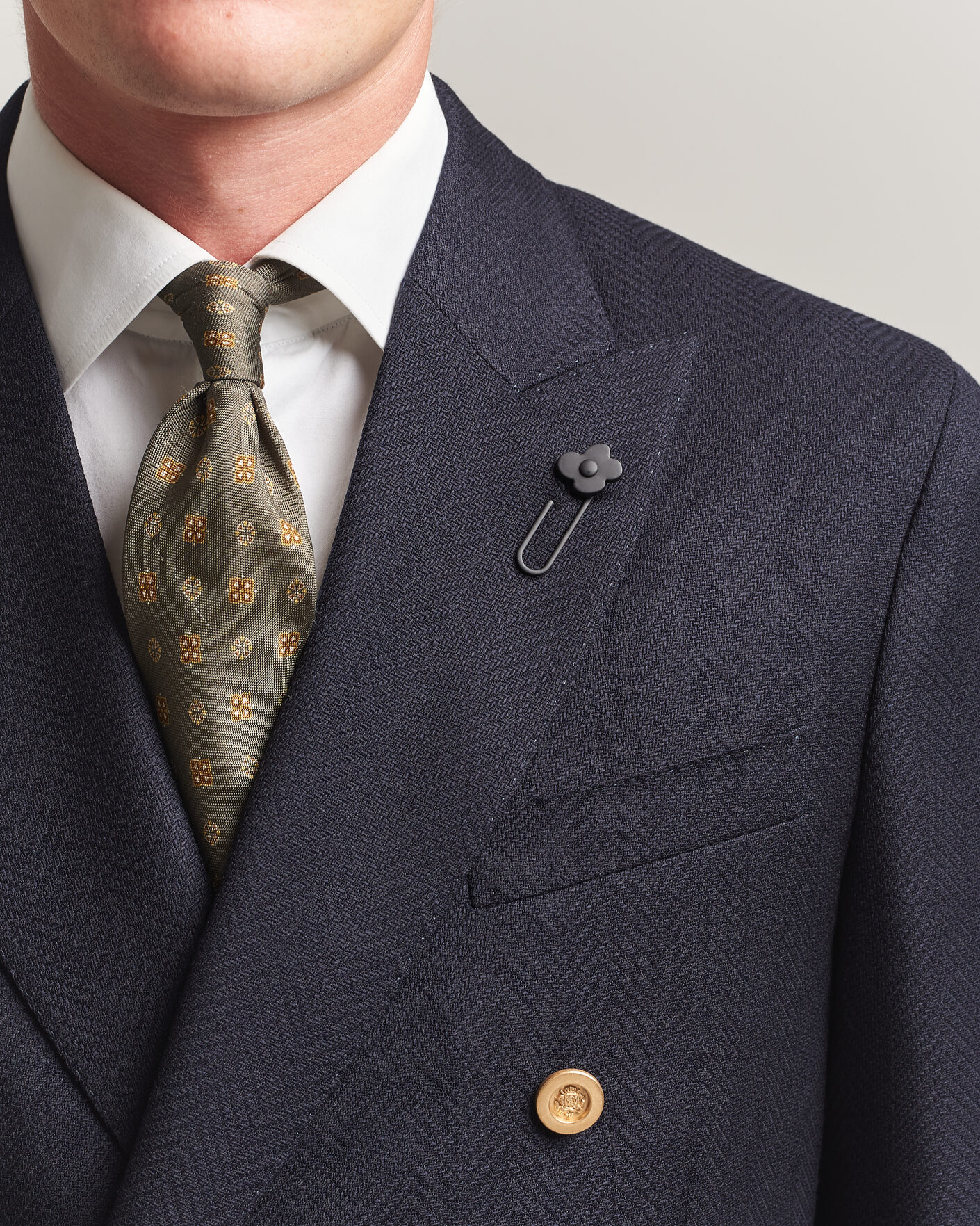 Mies | Pikkutakit | Lardini | Double Breasted Herringbone Wool Blazer Navy