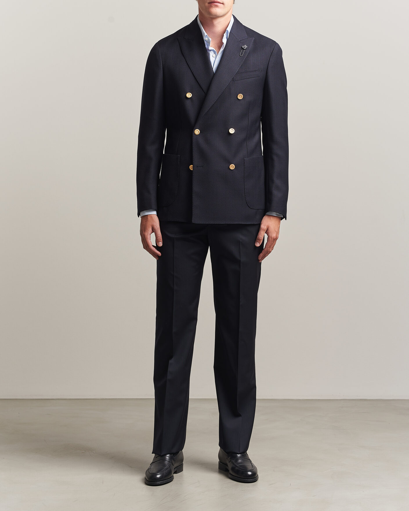Mies | Housut | Lardini | Straight Fit Wool Trousers Navy