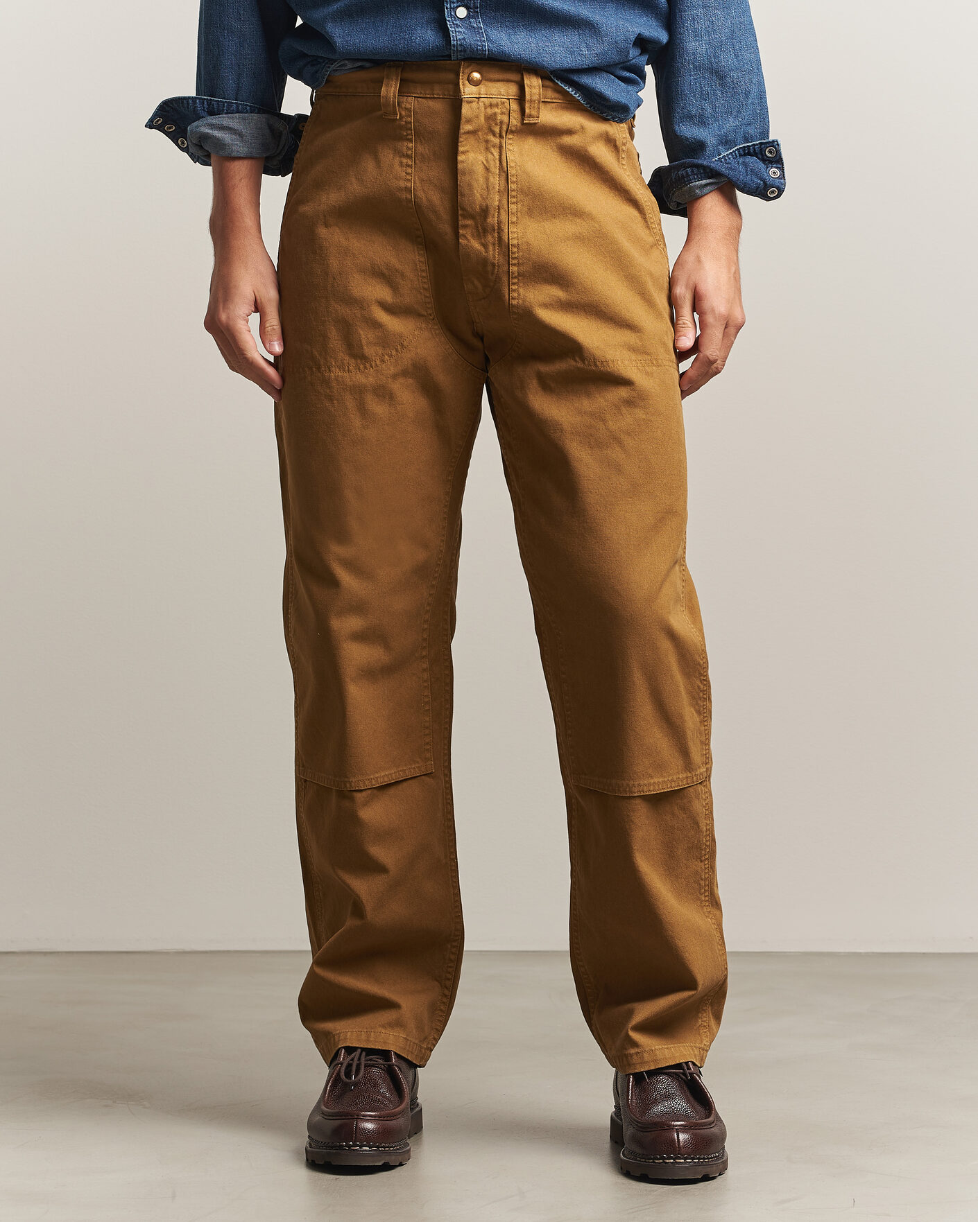Mies | Housut | orSlow | Double Knee Work Trousers Brown