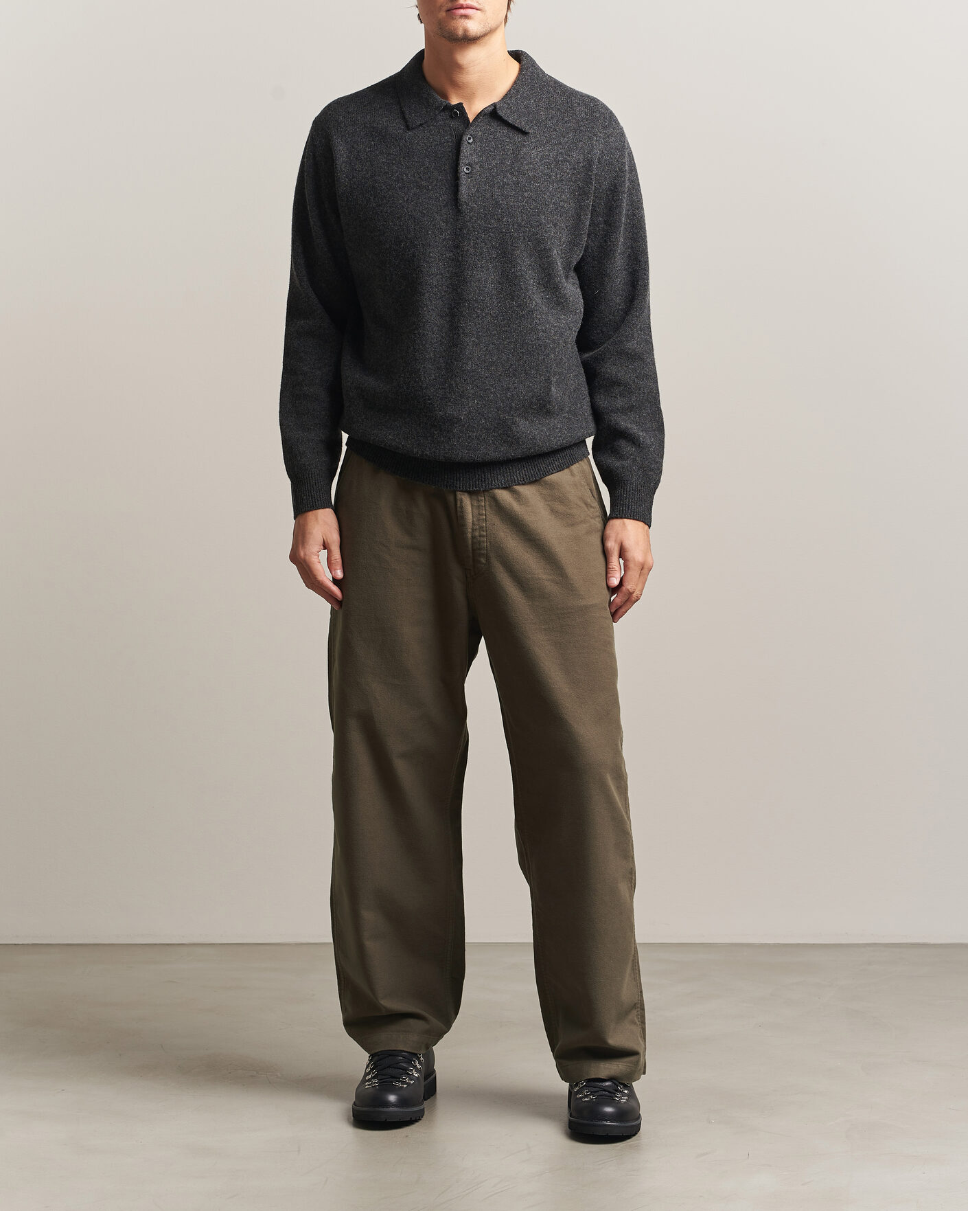 Mies | Housut | orSlow | Wide Fit New Yorker Brushed Trousers Moss Gray