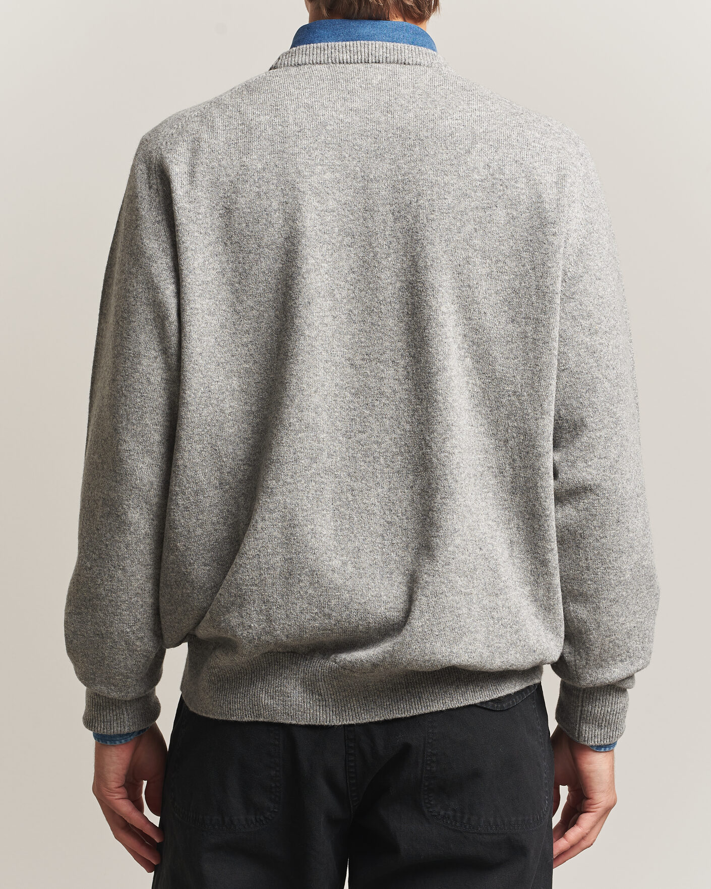 Mies | Puserot | orSlow | Simple Crew Neck Sweater Light Grey