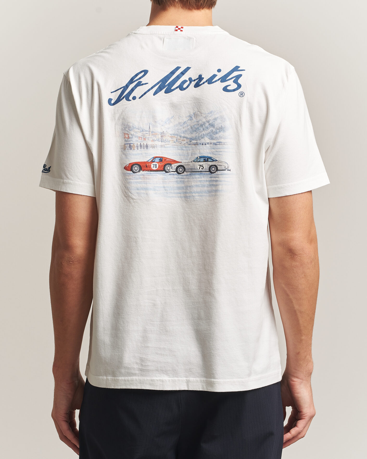 Mies | T-paidat | MC2 Saint Barth | Back Printed Cotton T-Shirt St Moritz Racing