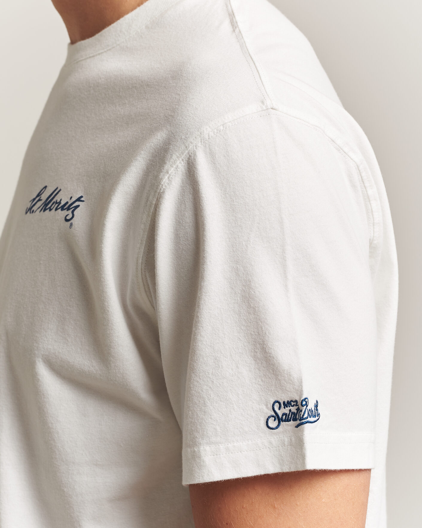 Mies | T-paidat | MC2 Saint Barth | Back Printed Cotton T-Shirt St Moritz Racing