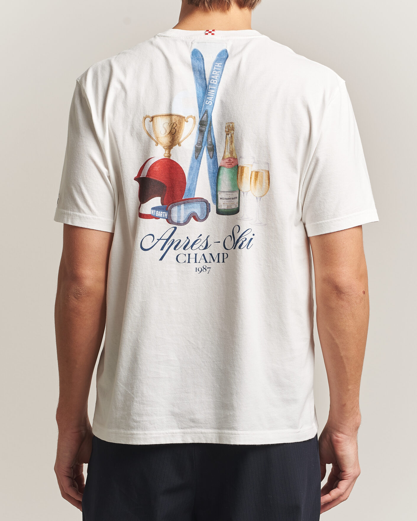 Mies | T-paidat | MC2 Saint Barth | Back Printed Cotton T-Shirt Ski Post Race