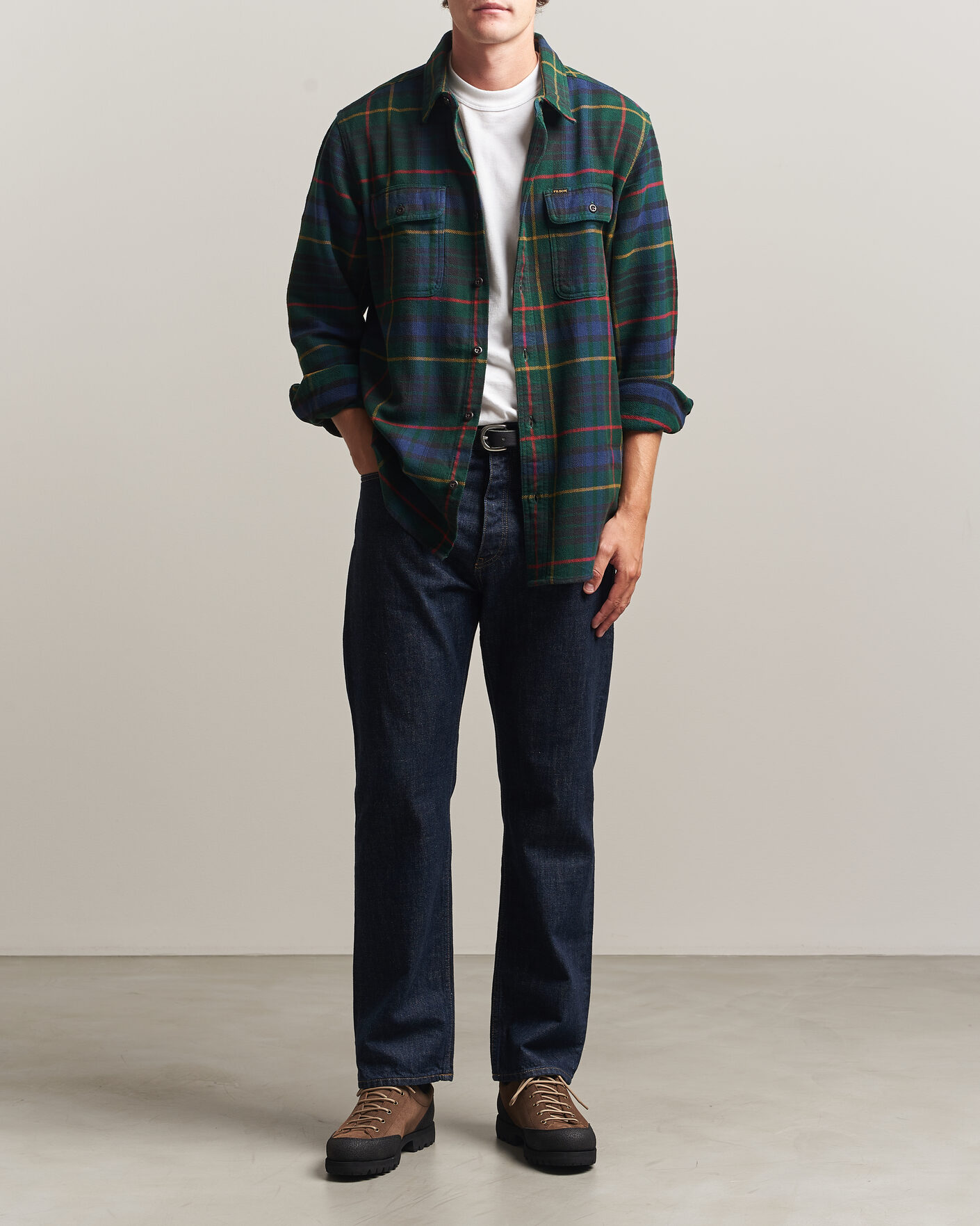 Mies | Kauluspaidat | Filson | Vintage Flannel Work Shirt Green/Navy