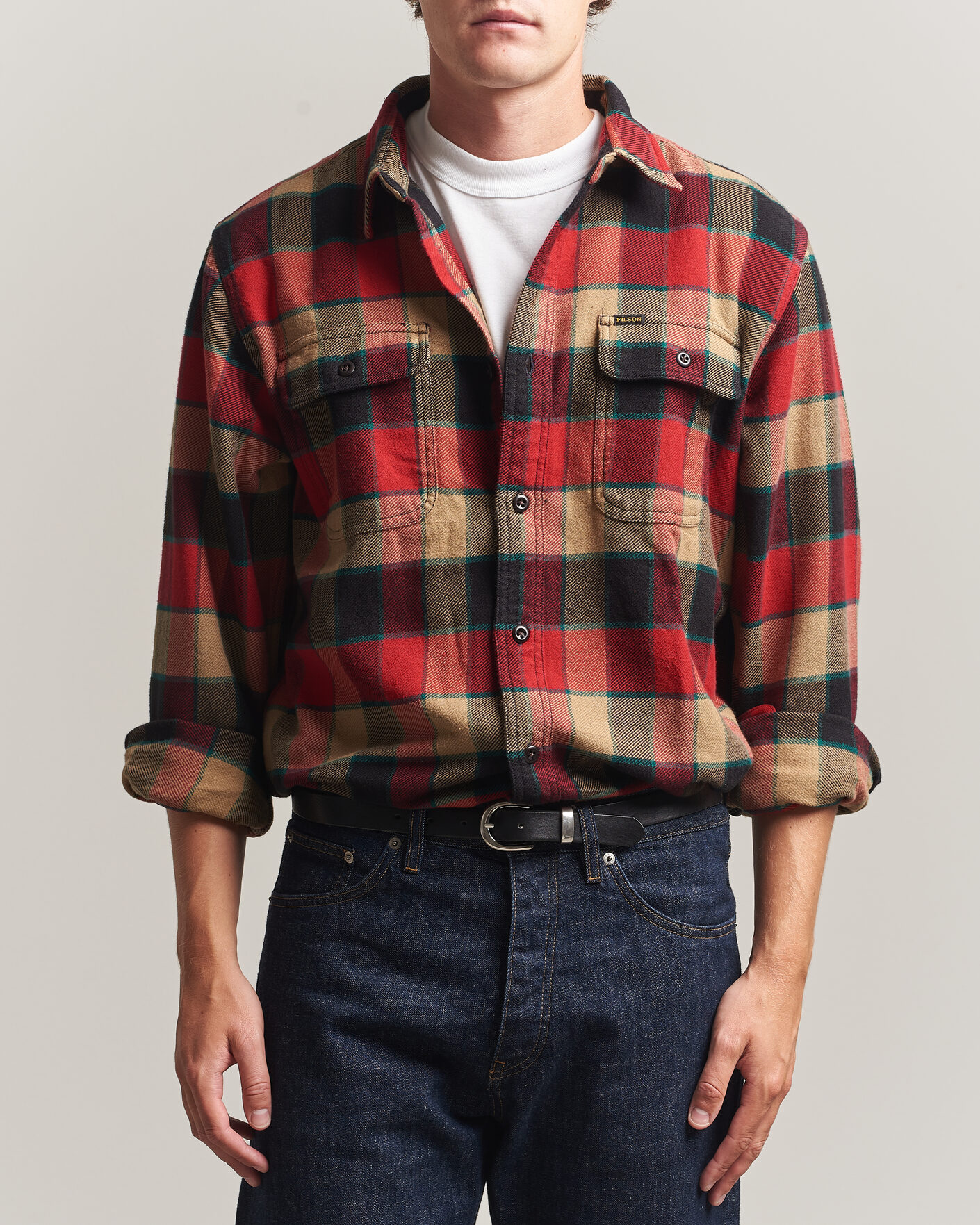 Mies | Kauluspaidat | Filson | Vintage Flannel Work Shirt Red/Cream