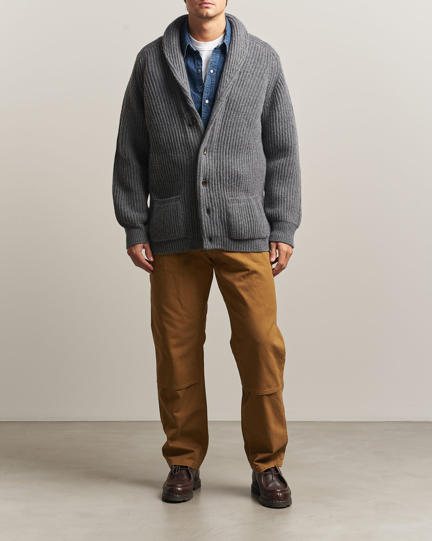 Mies | Puserot | Filson | Bristol Cardigan Sweater Medium Grey Melange