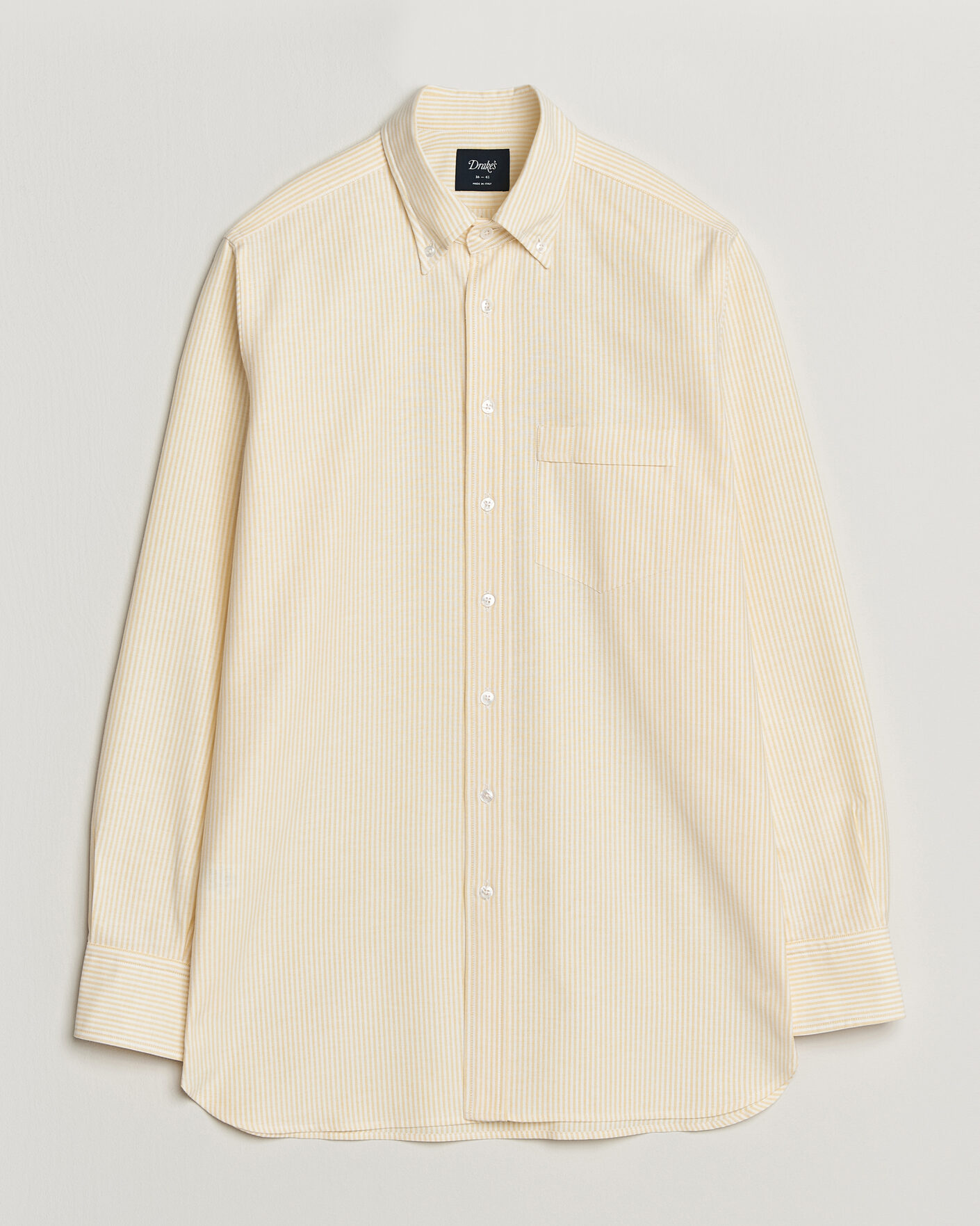 Mies | Kauluspaidat | Drake's | Striped Button Down Oxford Shirt Yellow