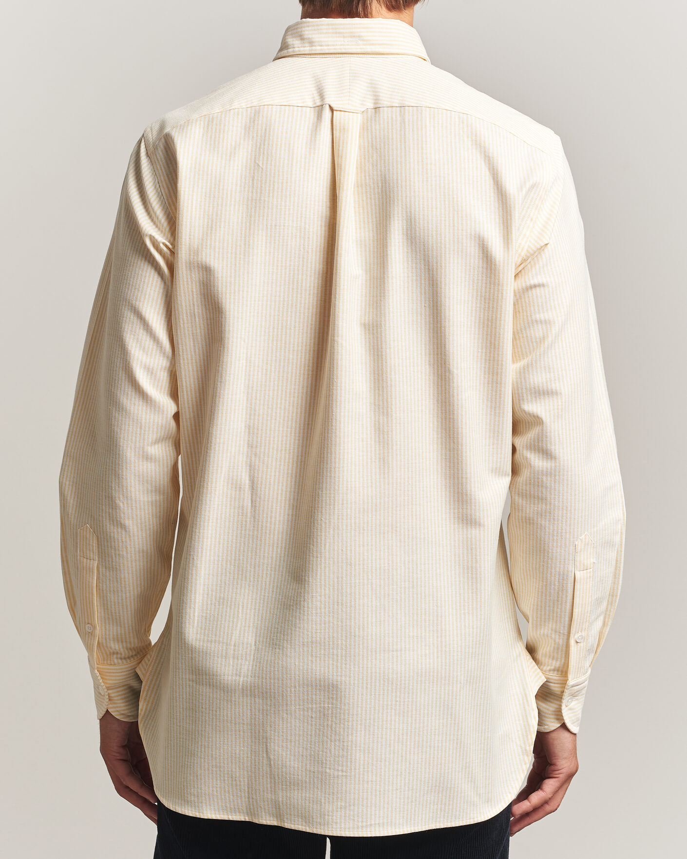 Mies | Kauluspaidat | Drake's | Striped Button Down Oxford Shirt Yellow
