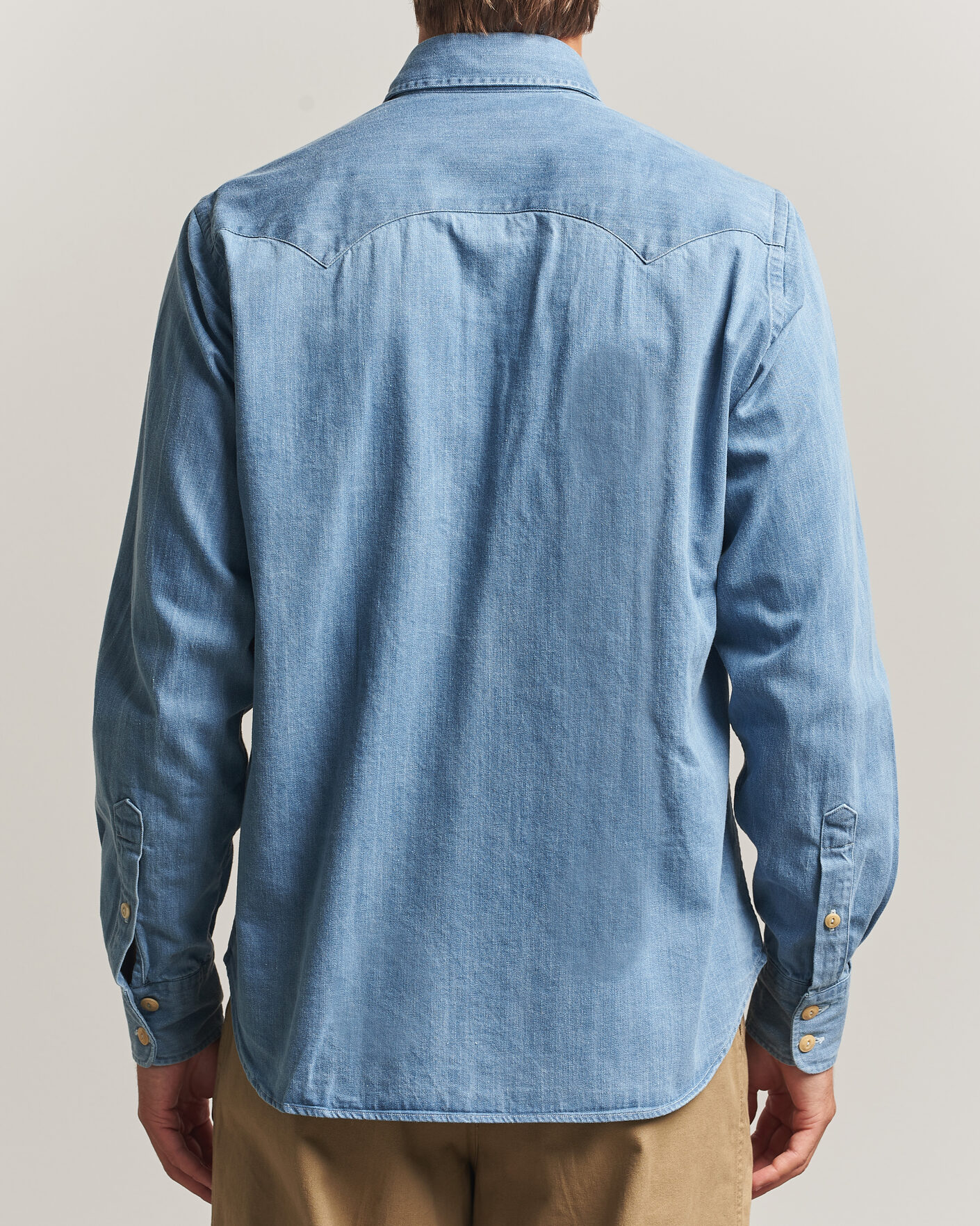 Mies | Kauluspaidat | Drake's | Denim Western Shirt Bleached Blue