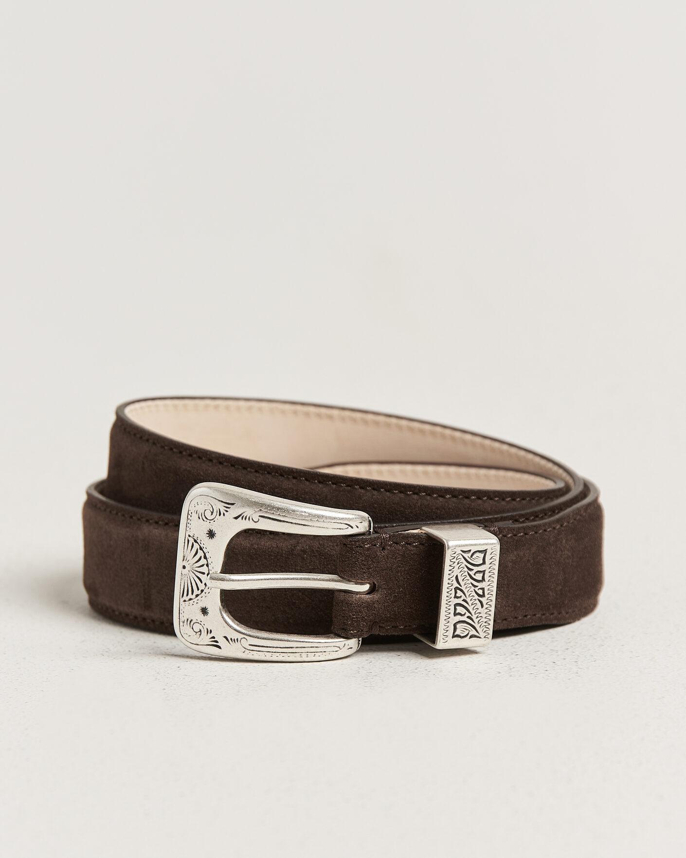 Mies | Vyöt | Drake's | Suede Western Belt Dark Brown