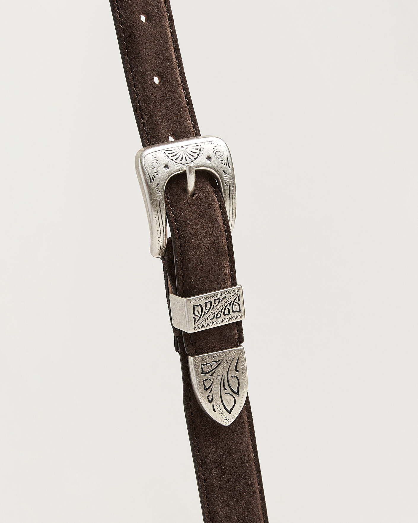 Mies | Vyöt | Drake's | Suede Western Belt Dark Brown