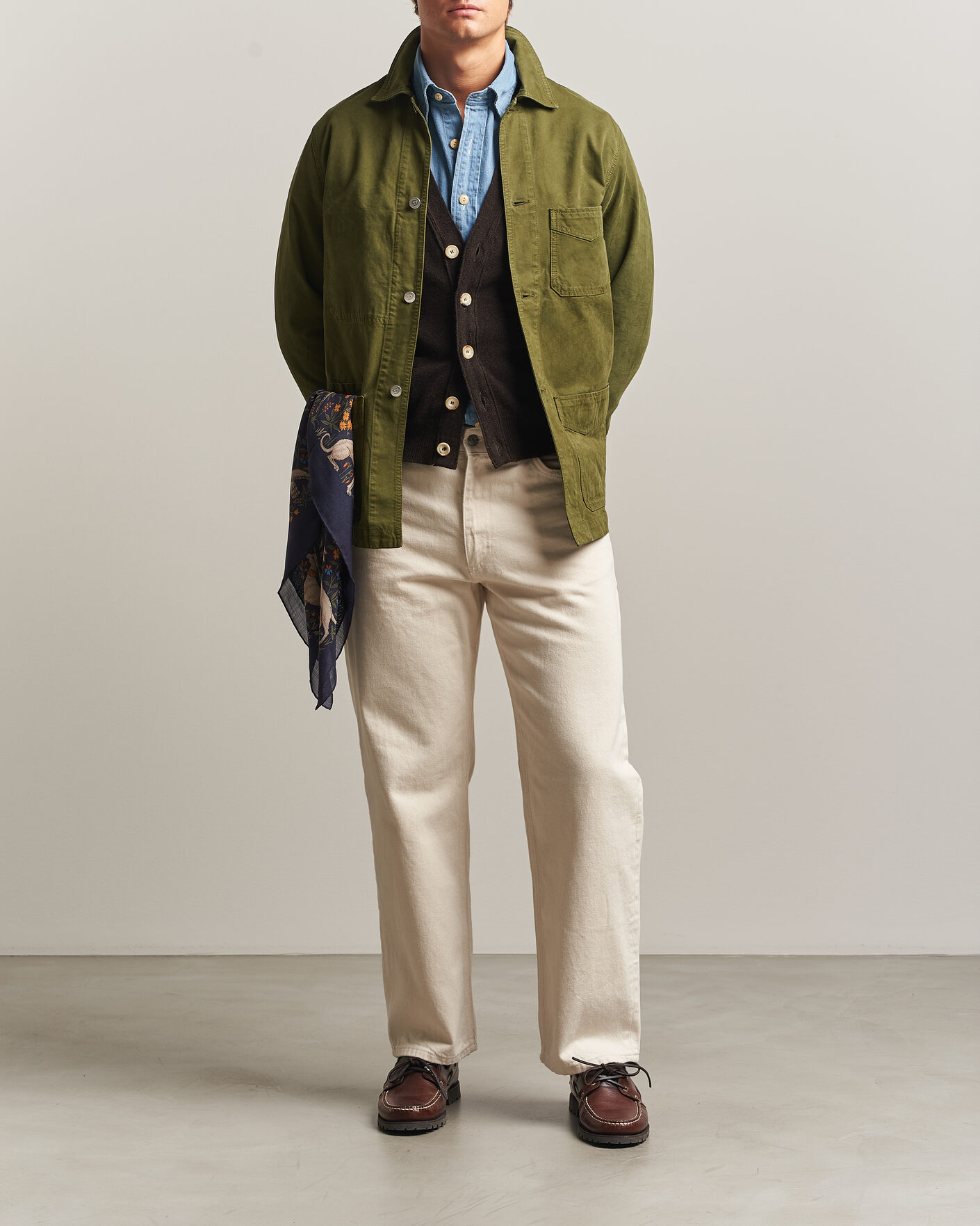 Mies | Takit | Drake's | Duck Cotton Canvas Chore Jacket Olive