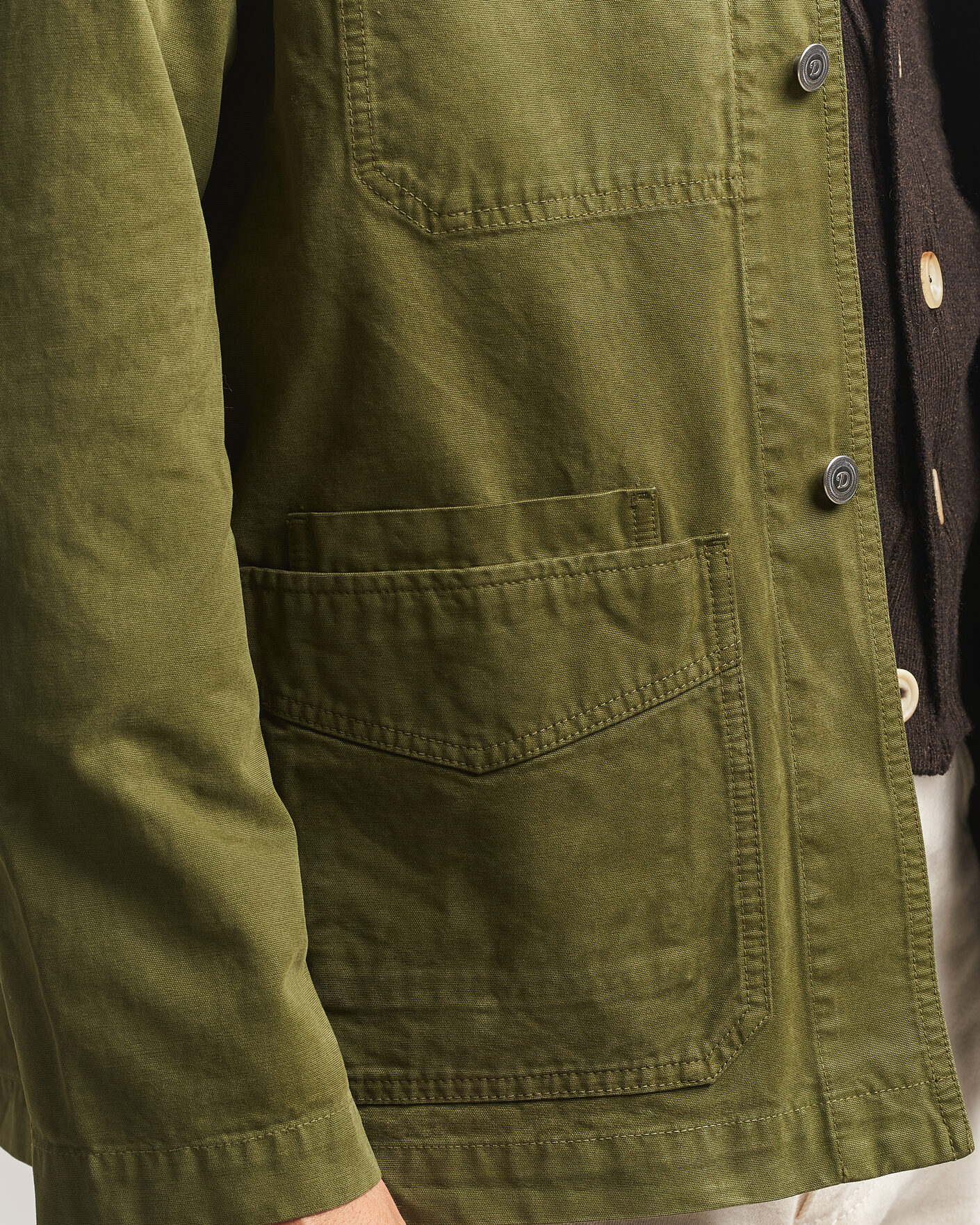 Mies | Takit | Drake's | Duck Cotton Canvas Chore Jacket Olive