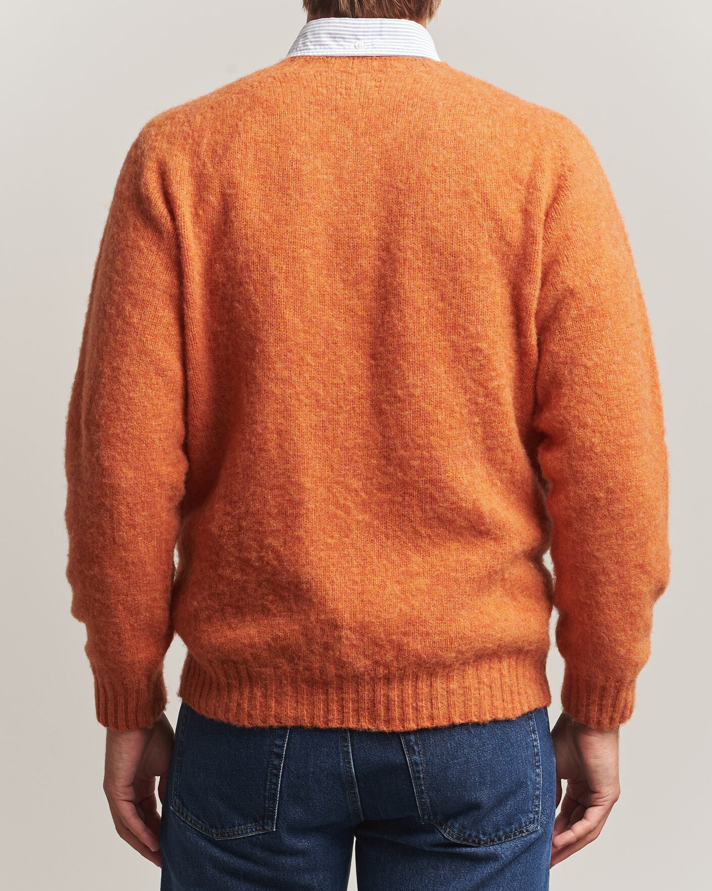 Mies | Puserot | Drake's | Brushed Shetland Crew Orange