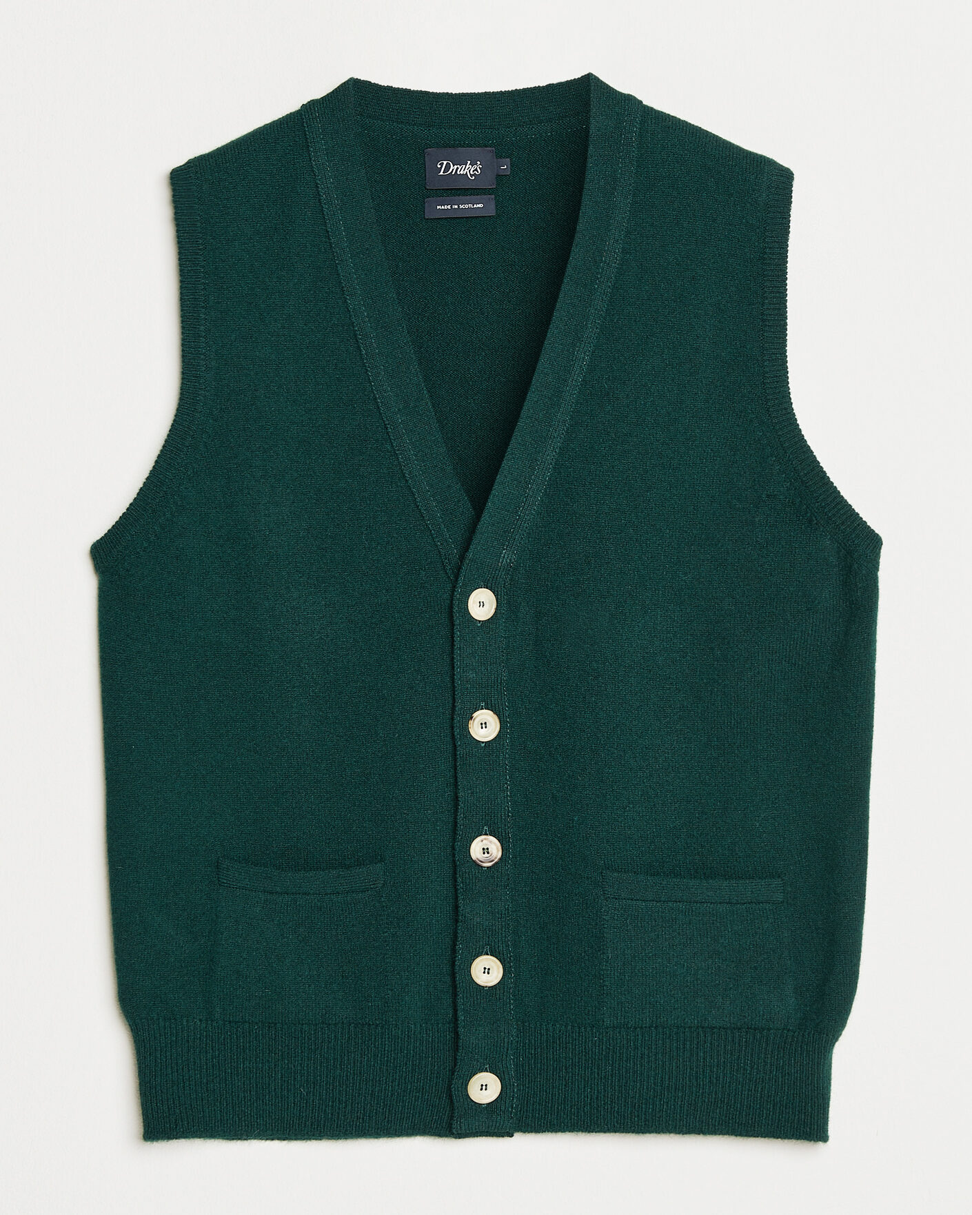Mies | Puserot | Drake's | Lambswool Vest Cardigan Green