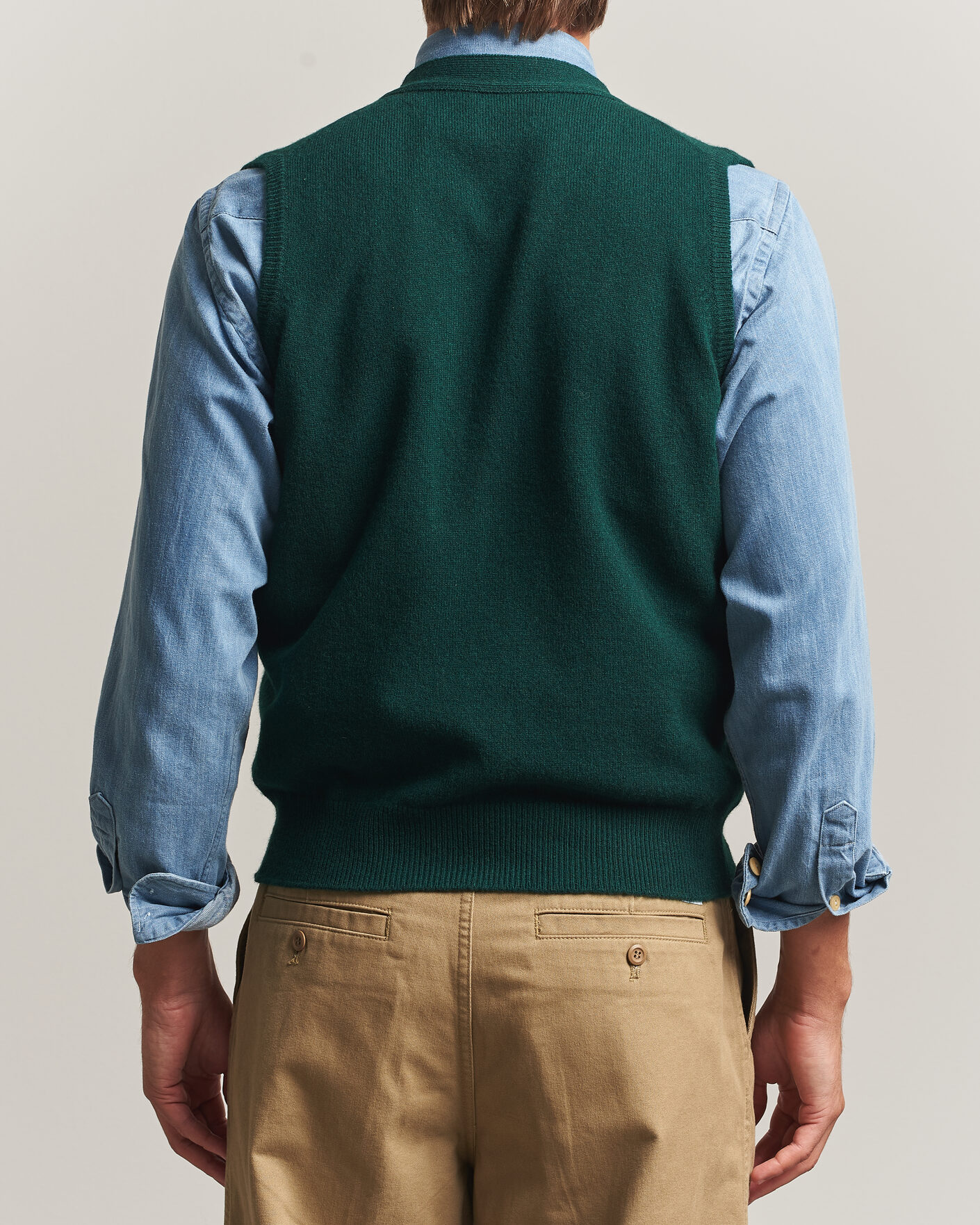 Mies | Puserot | Drake's | Lambswool Vest Cardigan Green