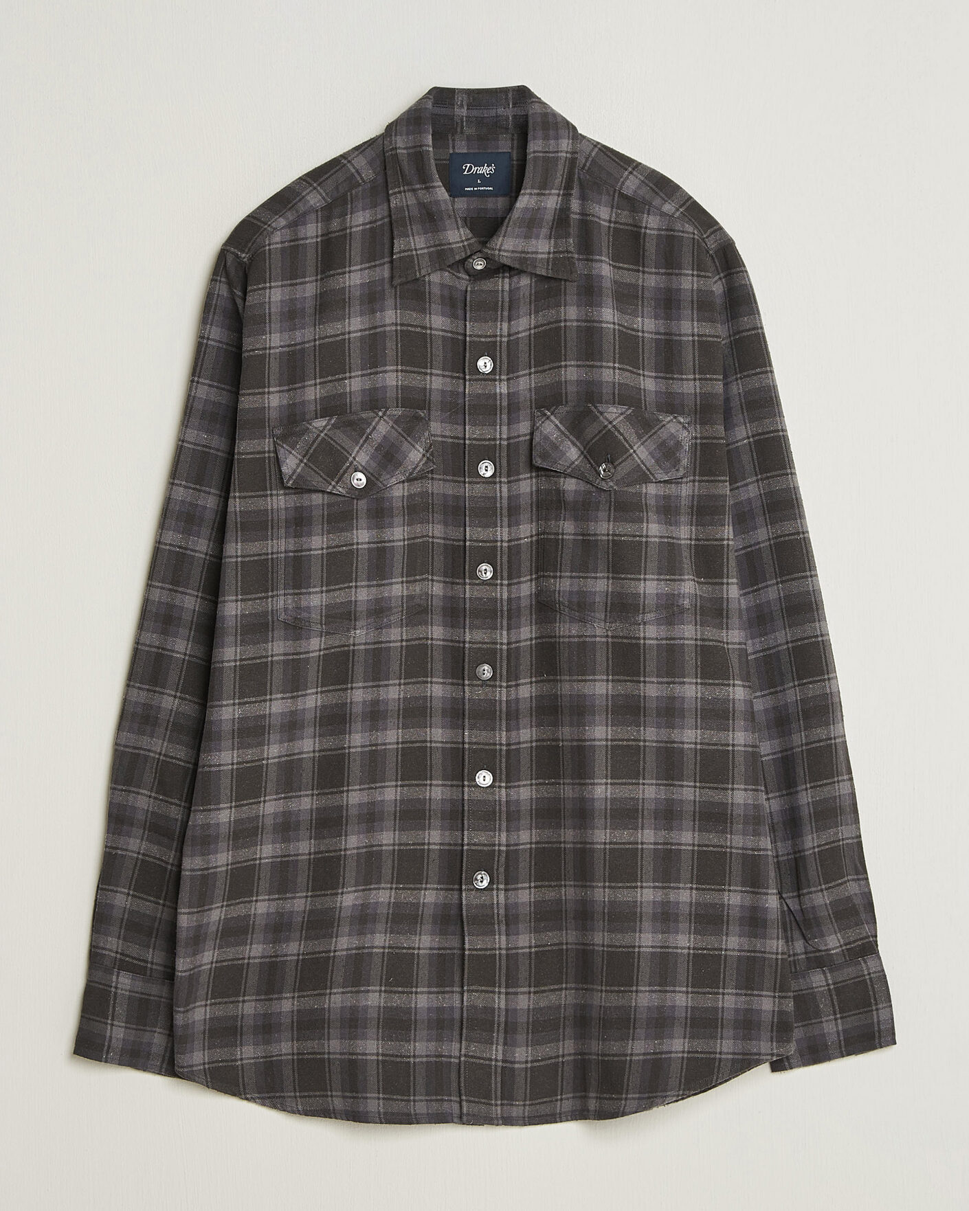 Mies | Kauluspaidat | Drake's | Cotton/Silk Two Pocket Shirt Grey