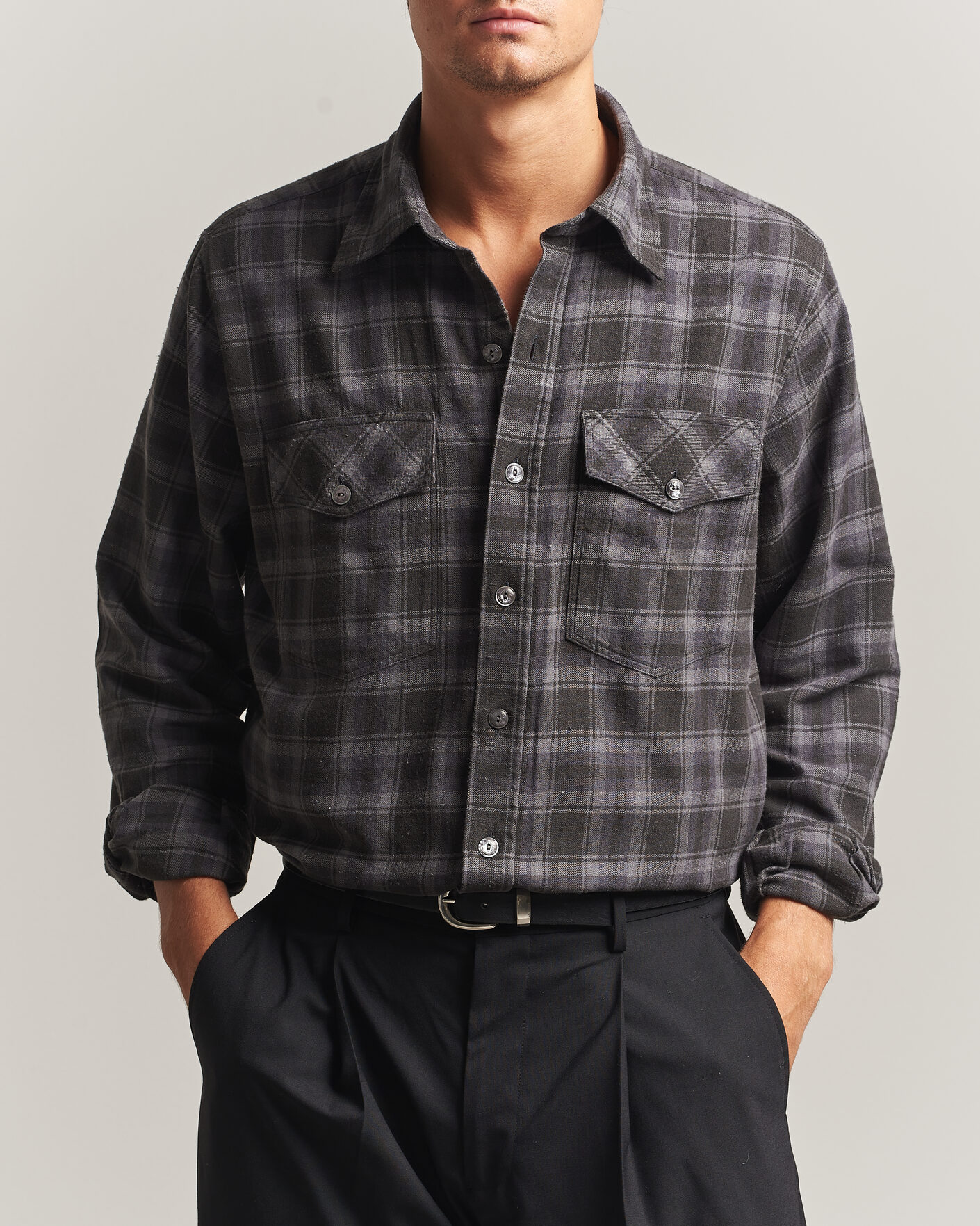Mies | Kauluspaidat | Drake's | Cotton/Silk Two Pocket Shirt Grey