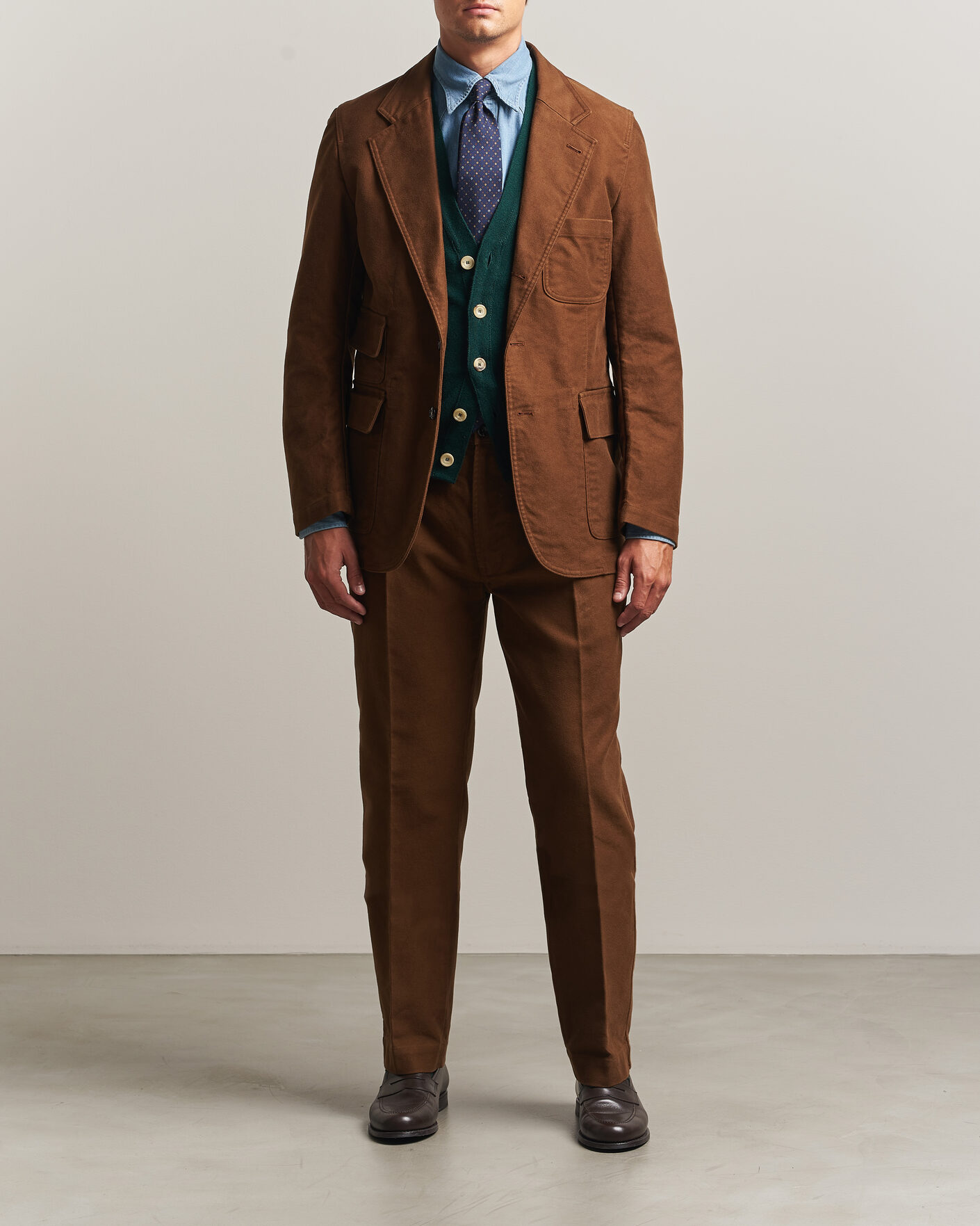 Mies | Housut | Drake's | MKIV Japanese Moleskin Games Trousers Brown
