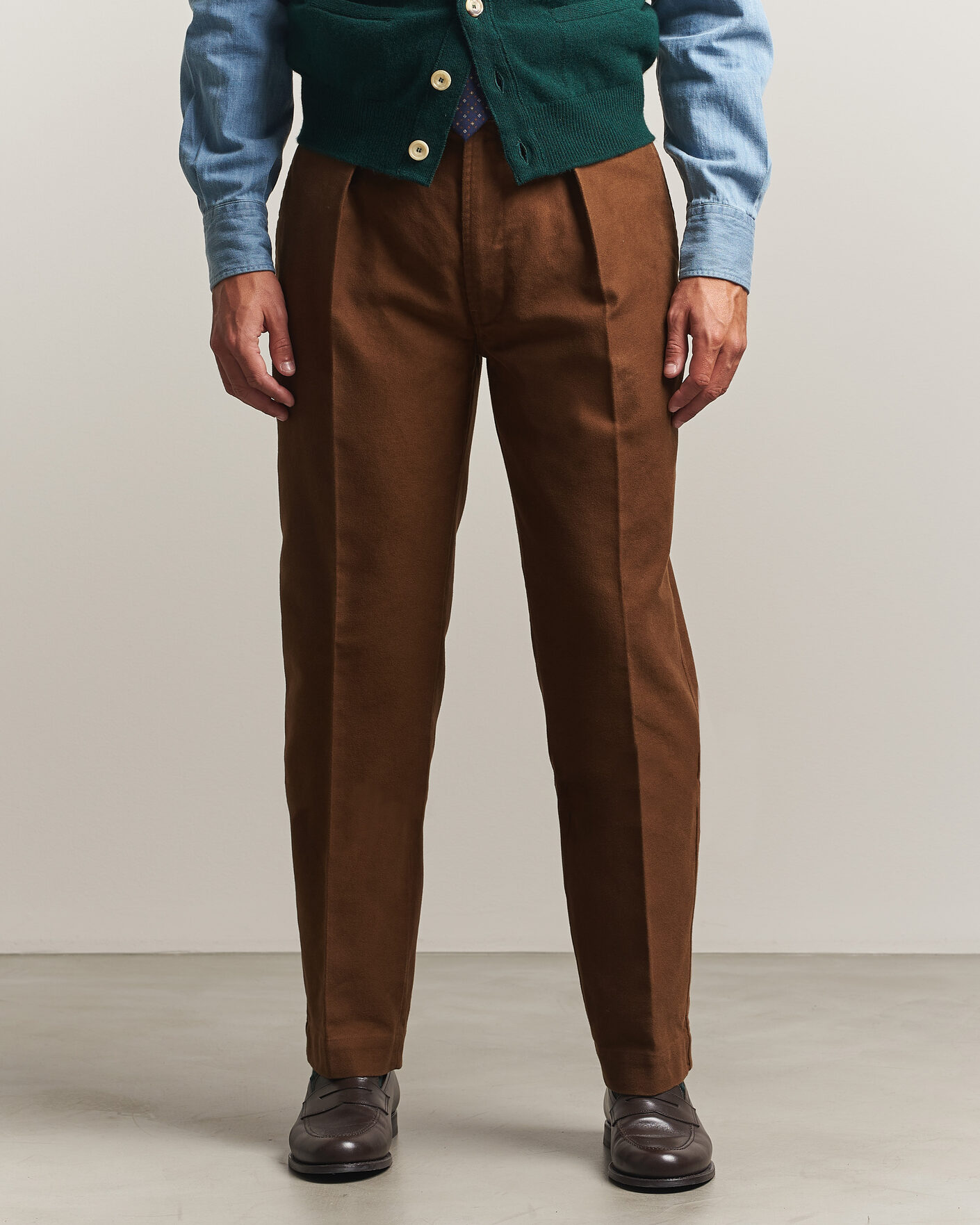 Mies | Housut | Drake's | MKIV Japanese Moleskin Games Trousers Brown