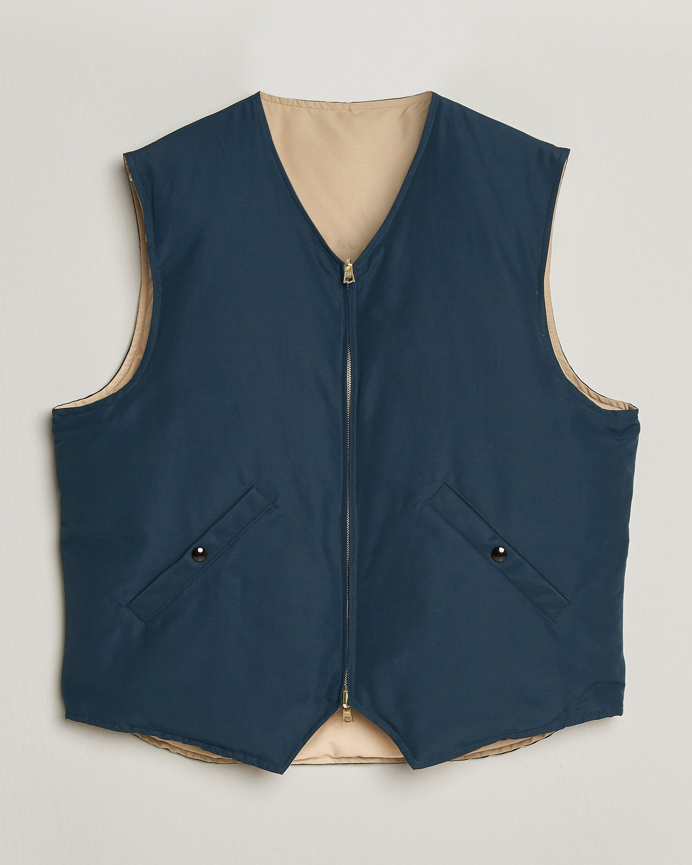 Mies | Ulkoliivit | Drake's | Reversible Down Vest Petrol/Ecru