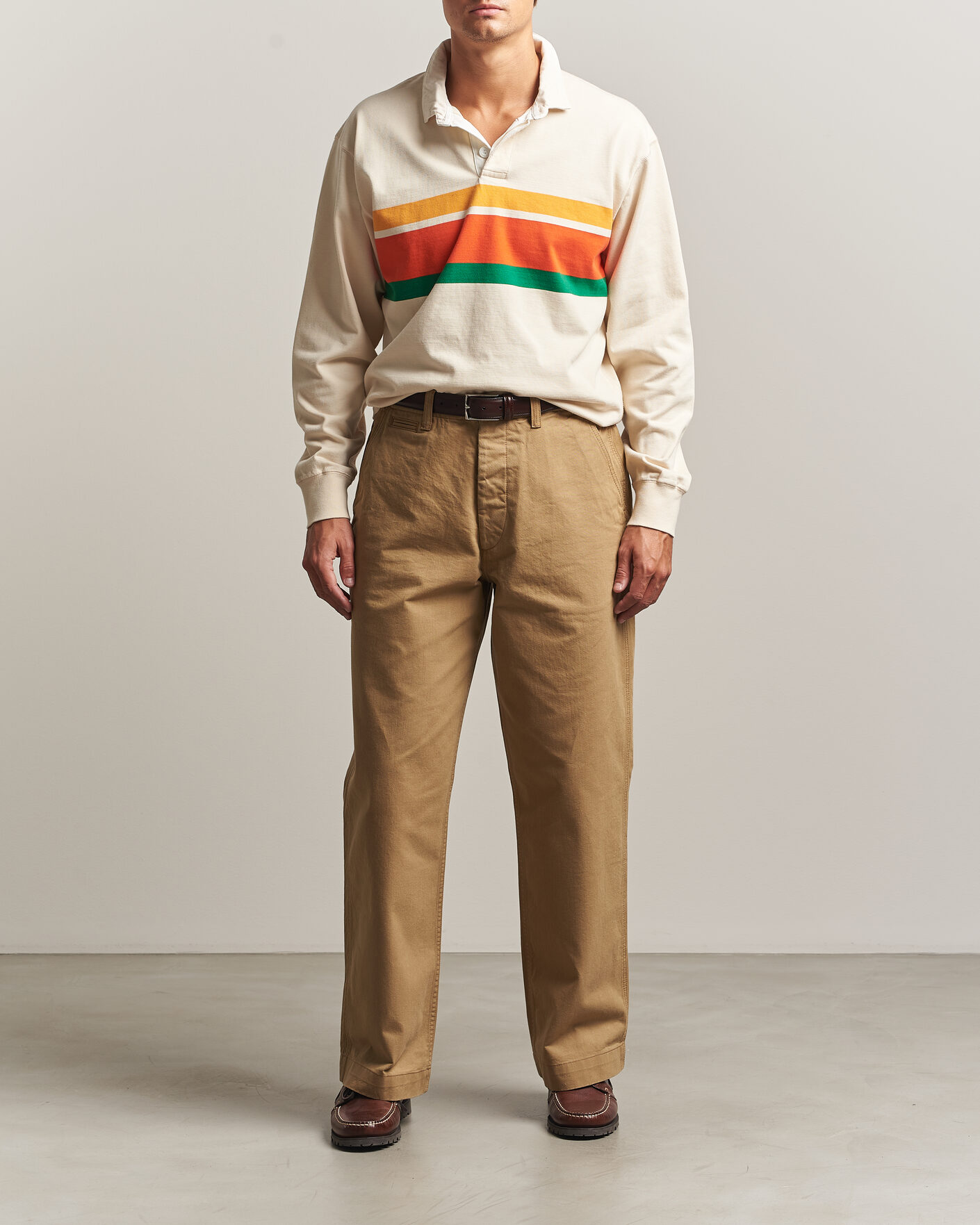 Mies | Puserot | Drake's | Middle Stripe Rugby Ecru
