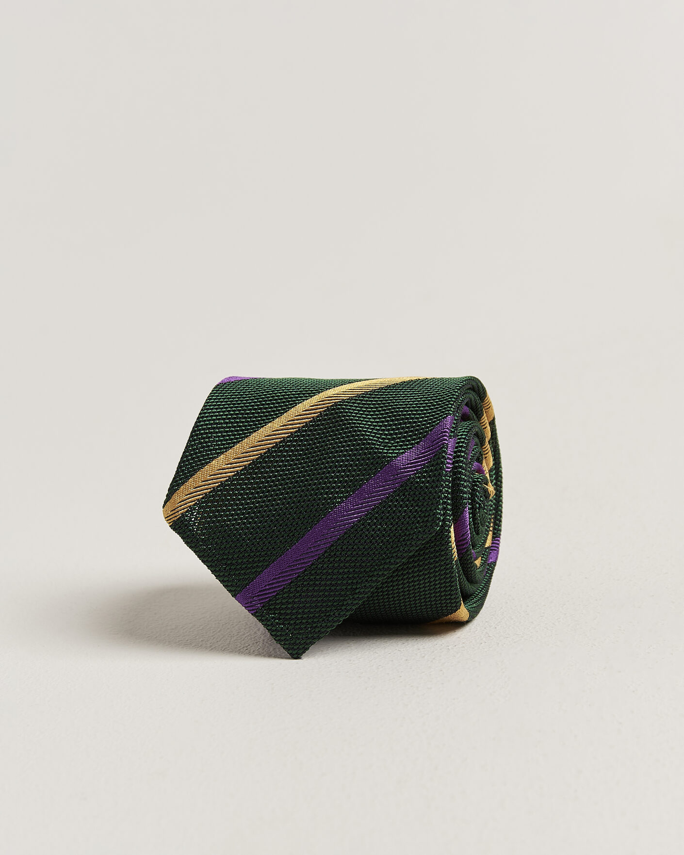 Mies | Solmiot | Drake's | Multistripe Grenadine Silk Tie Green/Yellow/Purple